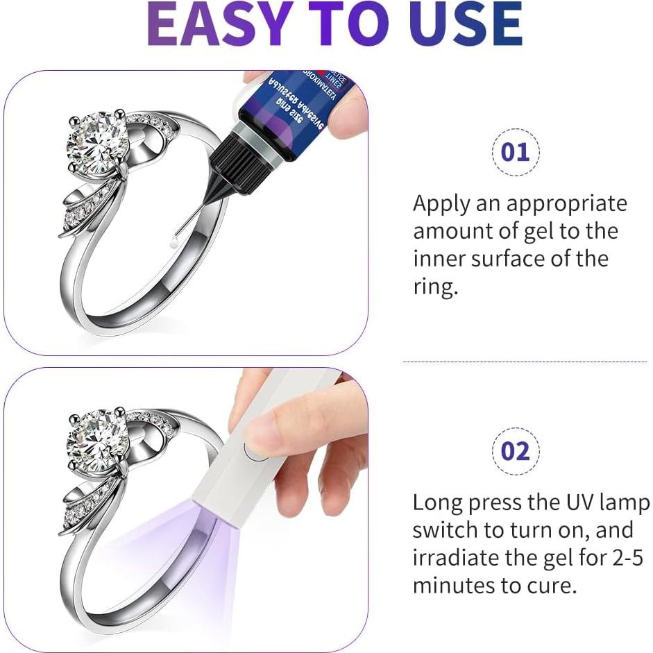 Ajustador de Talla de Anillos Amberart 10ml con Lámpara UV