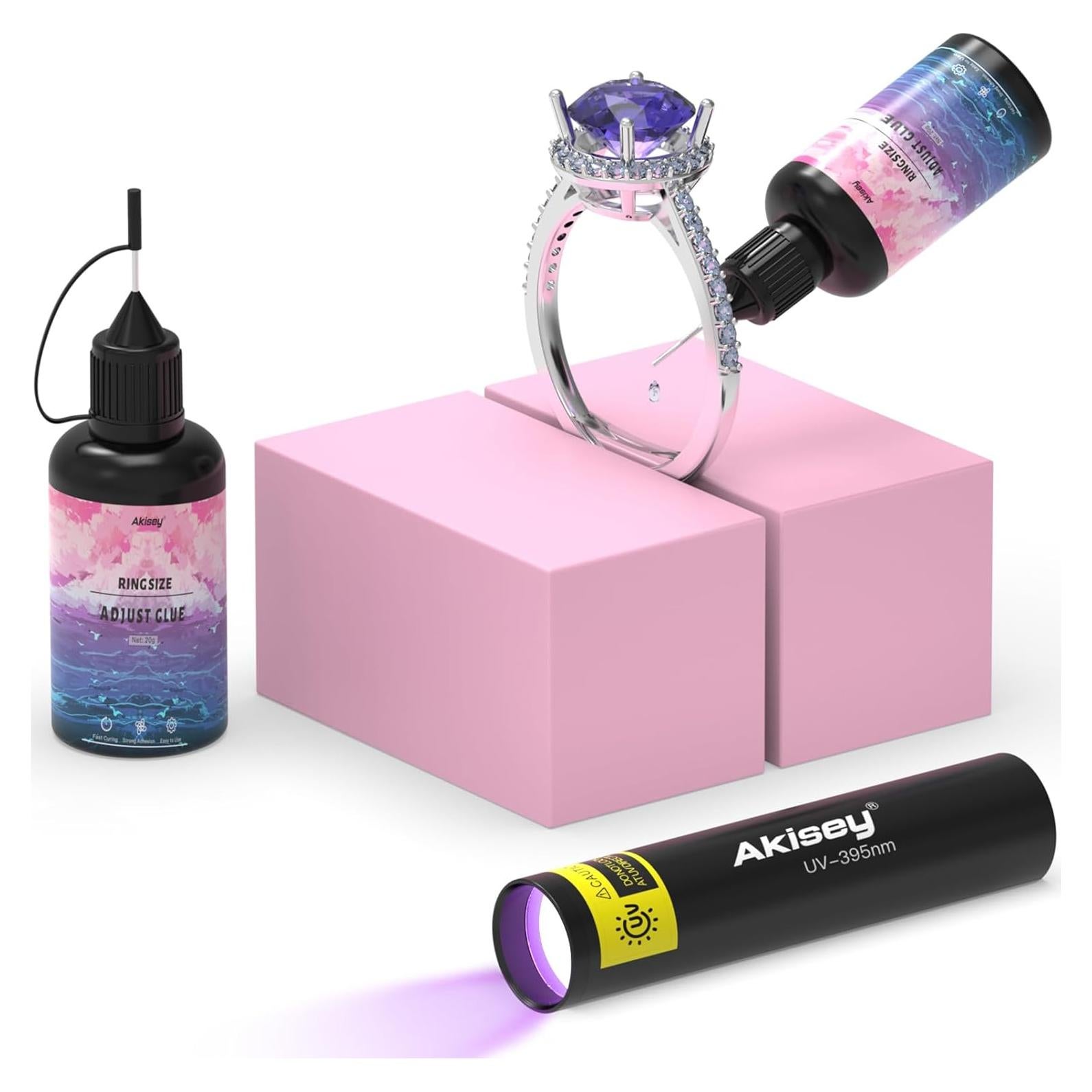 Kit Ajustadores de Anillos Akisey con Pegamento UV 20g