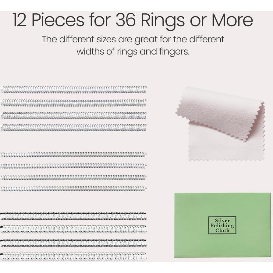 Ajustadores de Anillo Meowoo 12 pcs con Paño de Limpieza