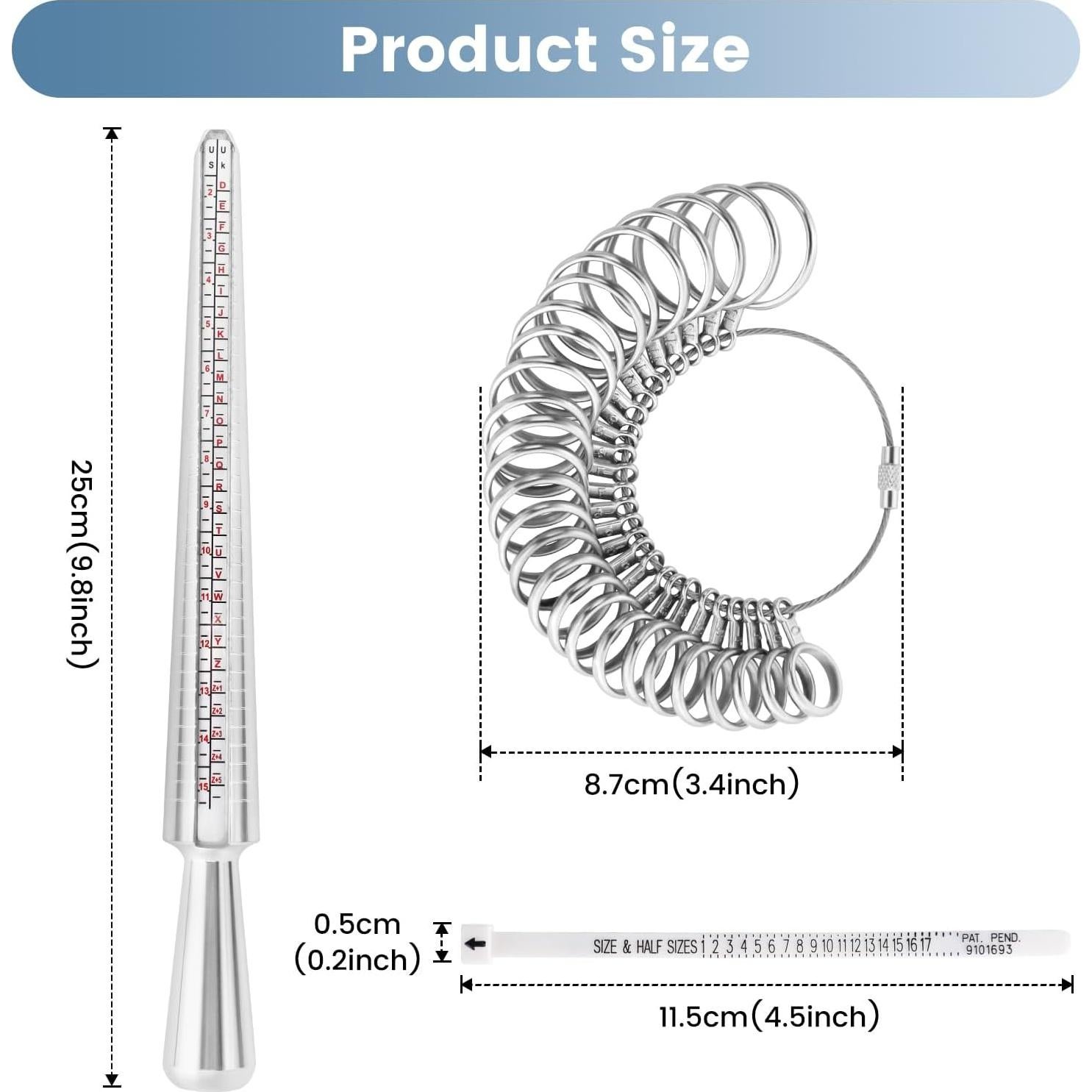Juego de Herramientas para Medir Tallas de Anillos Pinsit - Calibrador y Mandril