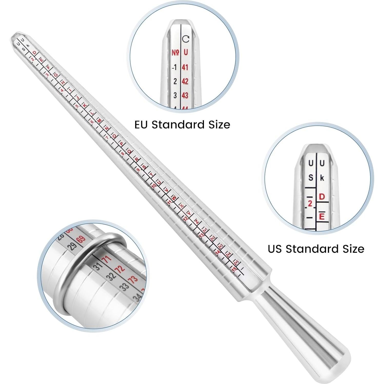 Juego de Herramientas para Medir Tallas de Anillos Pinsit - Calibrador y Mandril
