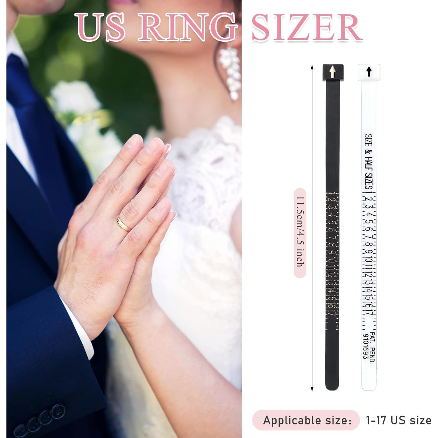 Macarrie 50 Pcs Medidores de Anillo PU Negro y Blanco