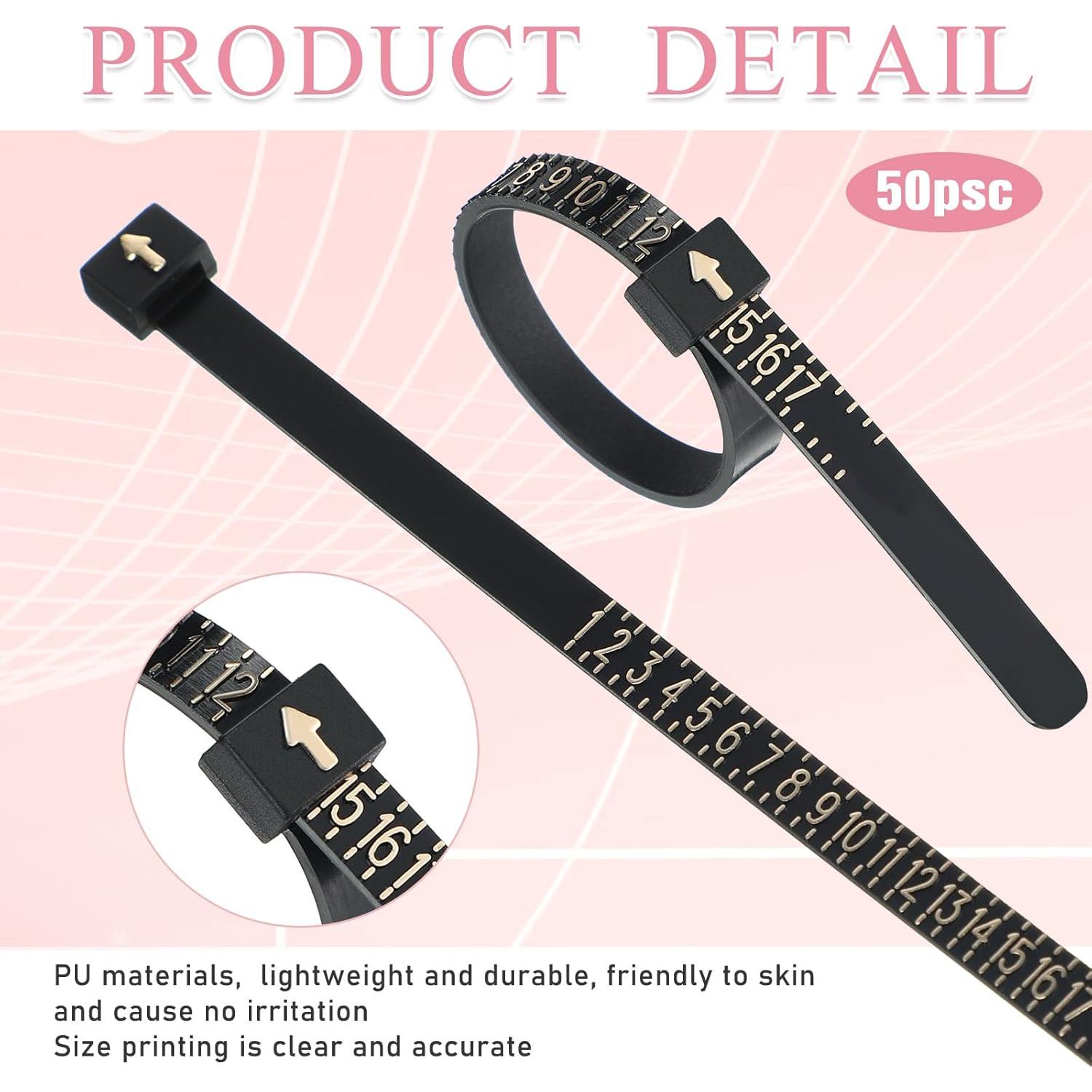 Macarrie 50 Pcs Medidores de Anillo PU Negro y Blanco