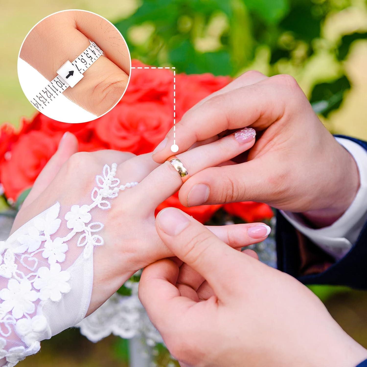 Macarrie 50 Pcs Medidores de Anillo PU Negro y Blanco