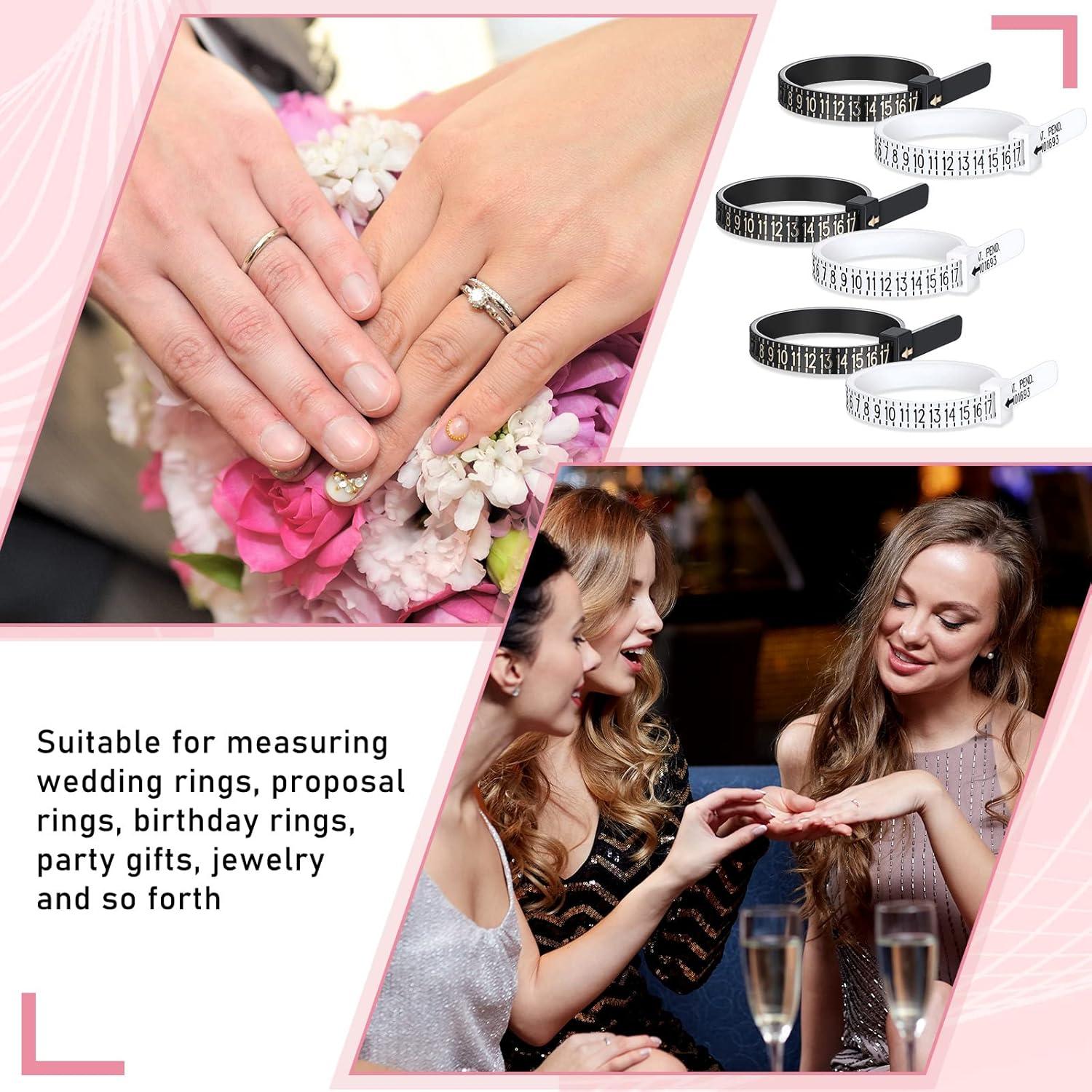 Macarrie 50 Pcs Medidores de Anillo PU Negro y Blanco