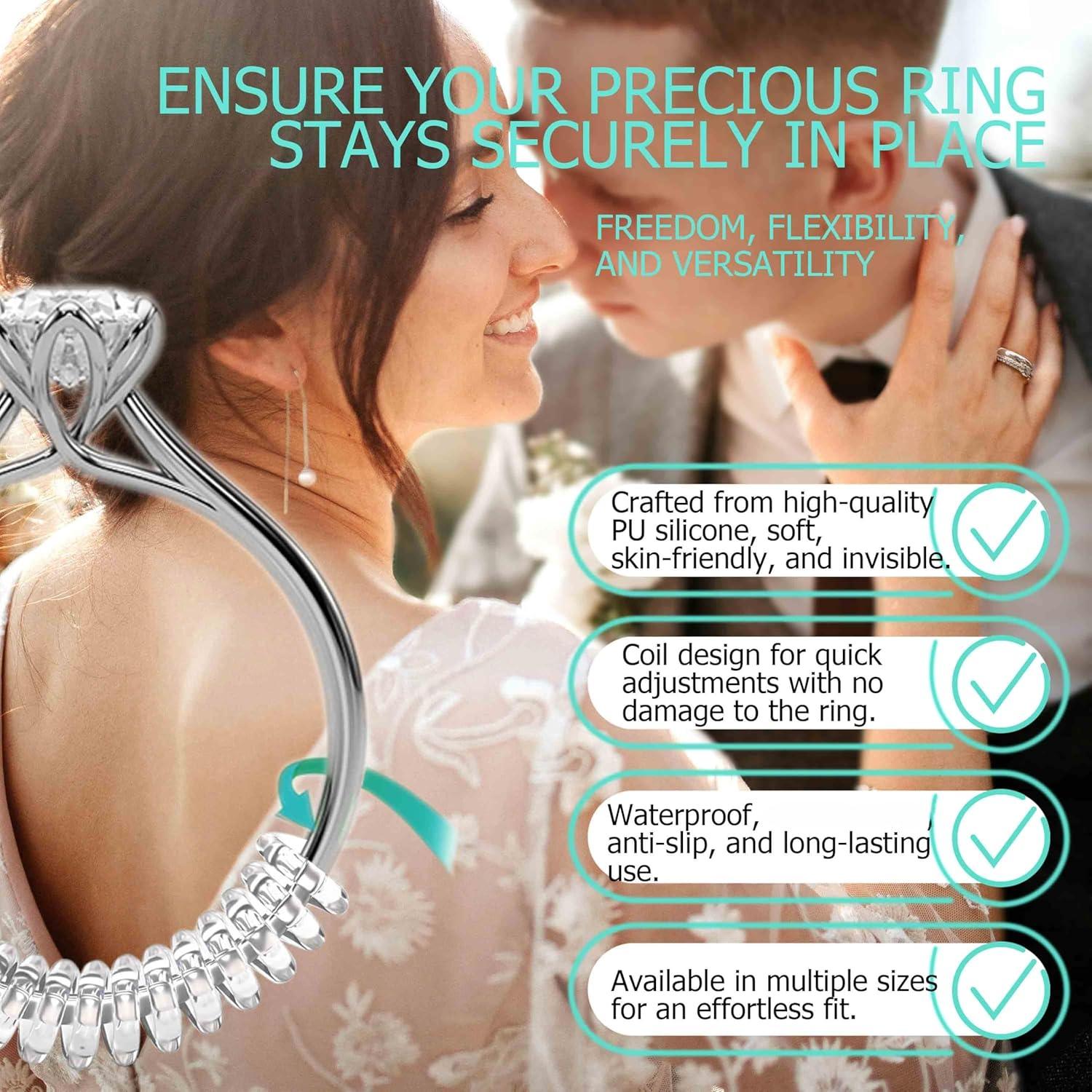 Ajustador de Tamaño de Anillo Kueroami - 12 Pcs Silicona Transparente