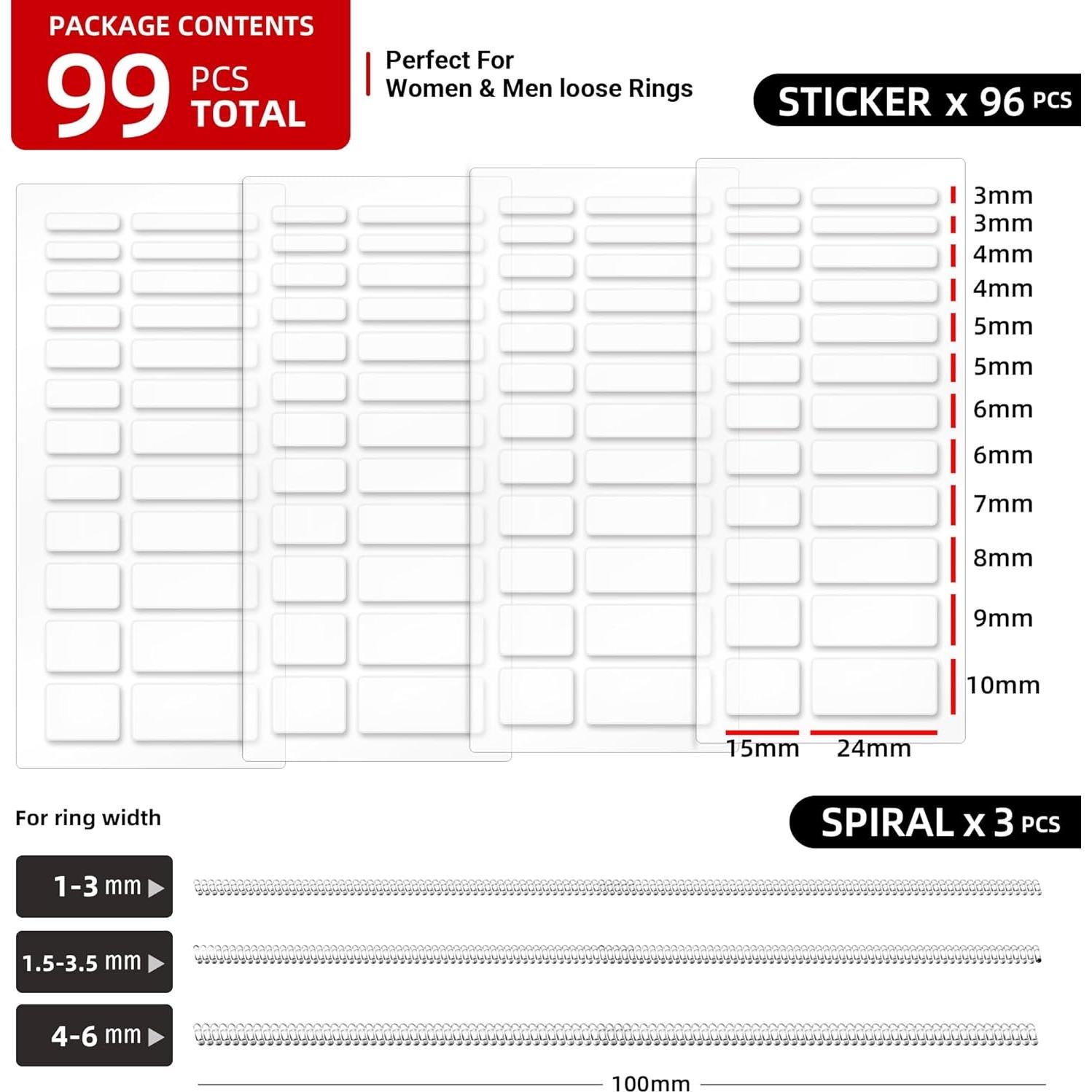 99 Ajustadores de Talla de Anillo Omilly - Silicona Transparente