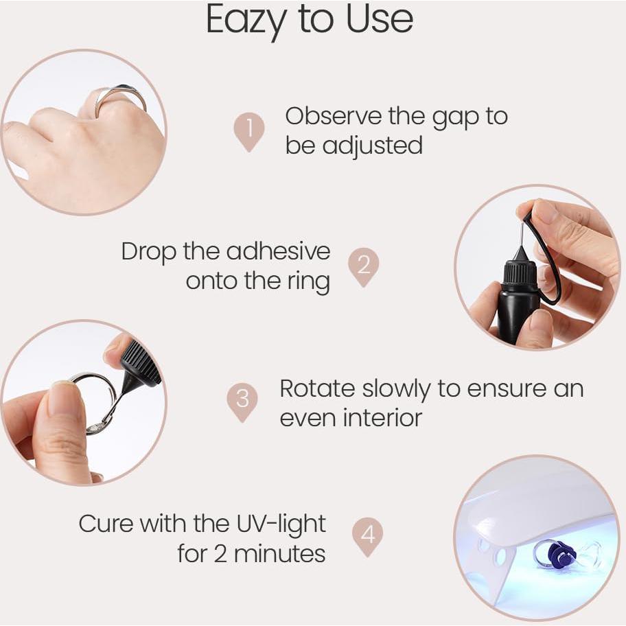 Pegamento Ajustador de Tamaño de Anillo Meowoo 10ml con Lámpara UV