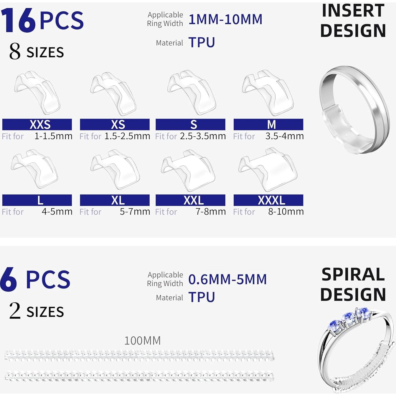 Ajustador de Tamaño de Anillo Invisible 22 Piezas Litumfen