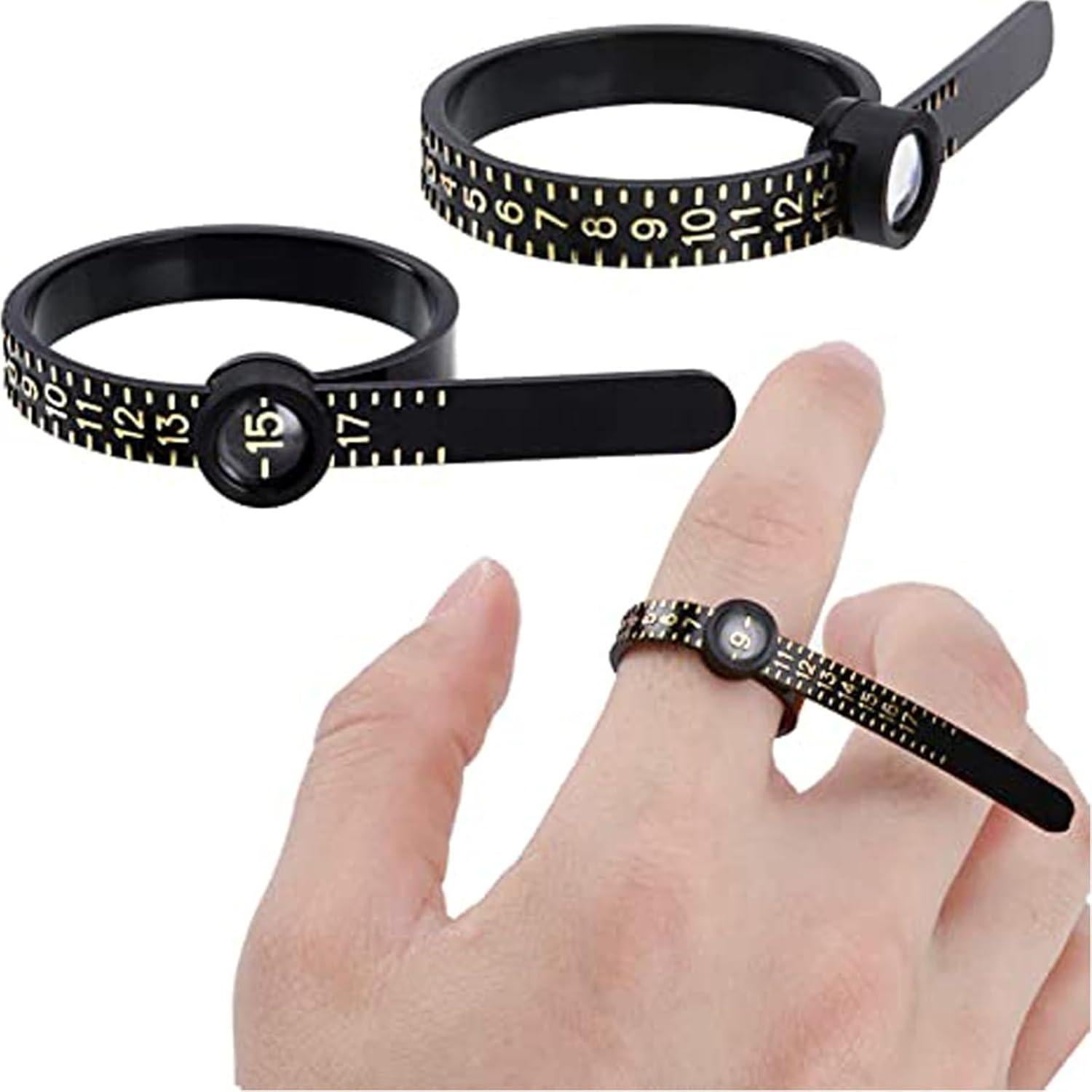 Medidor de Talla de Anillo Duxesuk con Lupa - Reutilizable 1-17