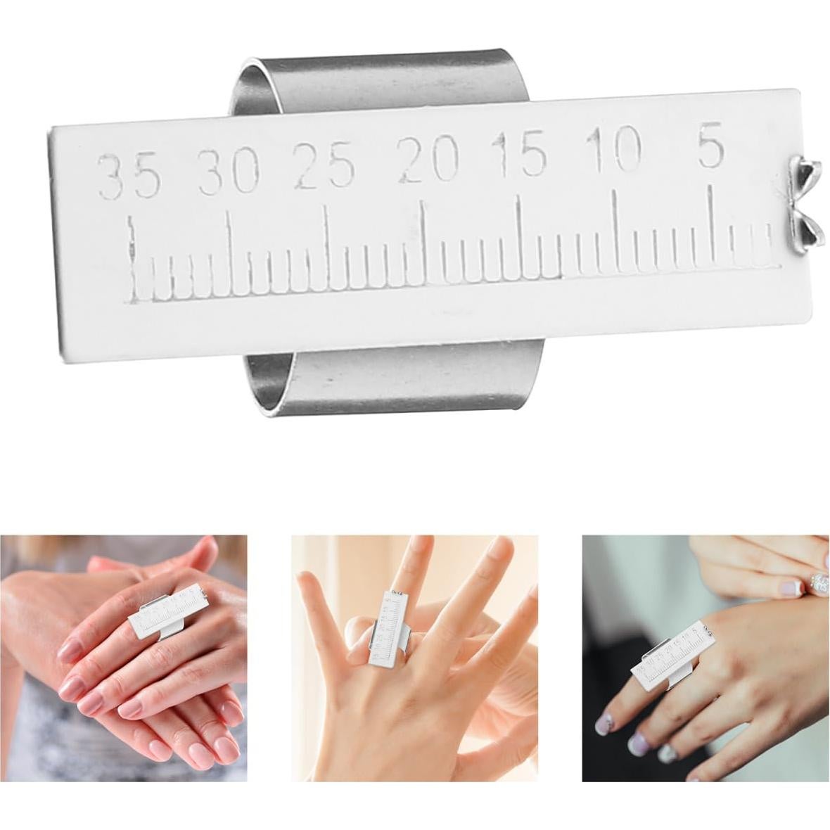 Regla de Medición de Anillos SUPVOX Acero Inoxidable 4x2.5cm