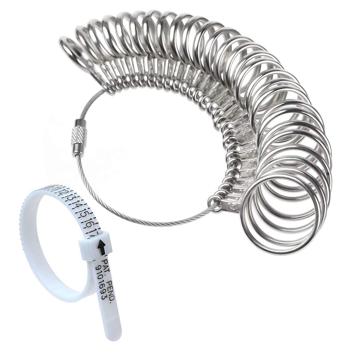 Medidor de Talla de Anillos de Acero Inoxidable TENINYU 27 Piezas