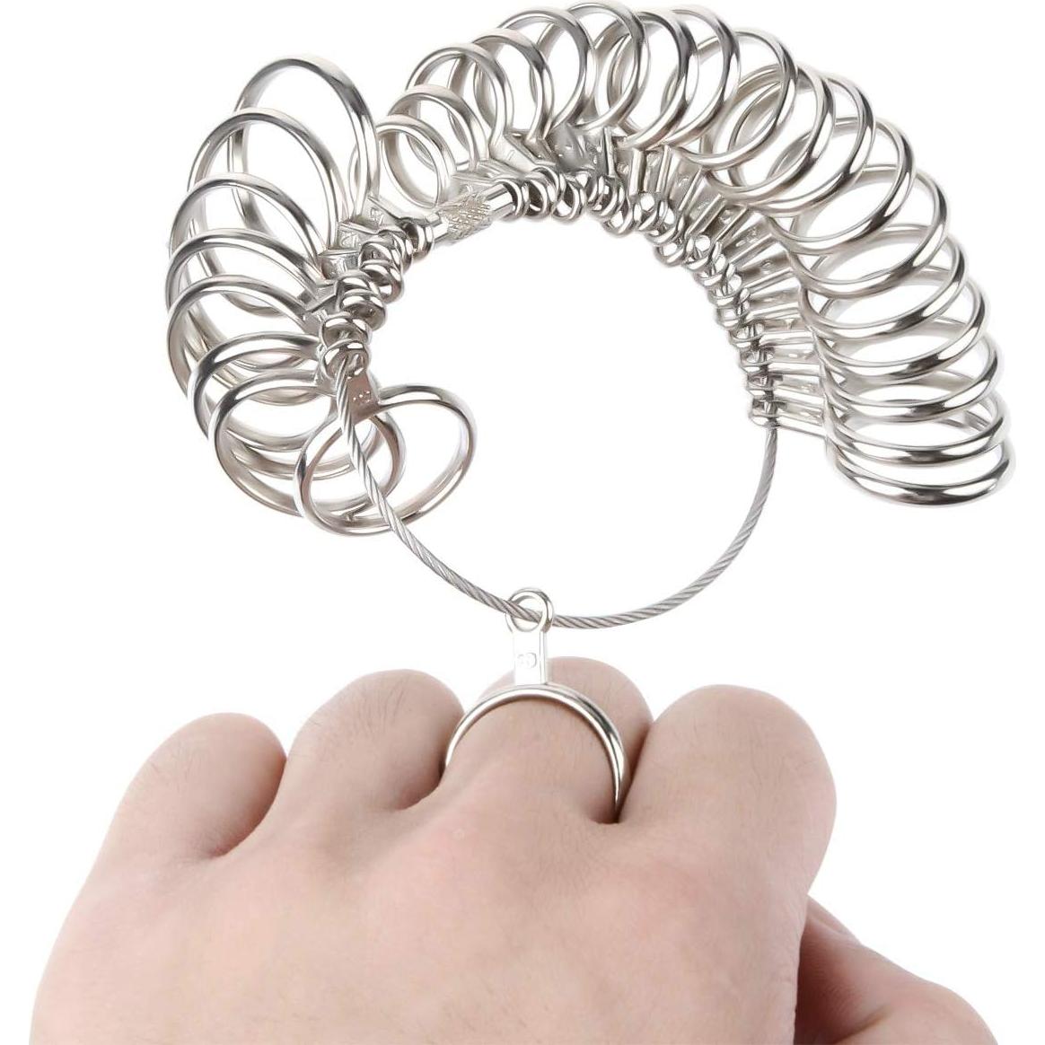 Medidor de Talla de Anillos de Acero Inoxidable TENINYU 27 Piezas