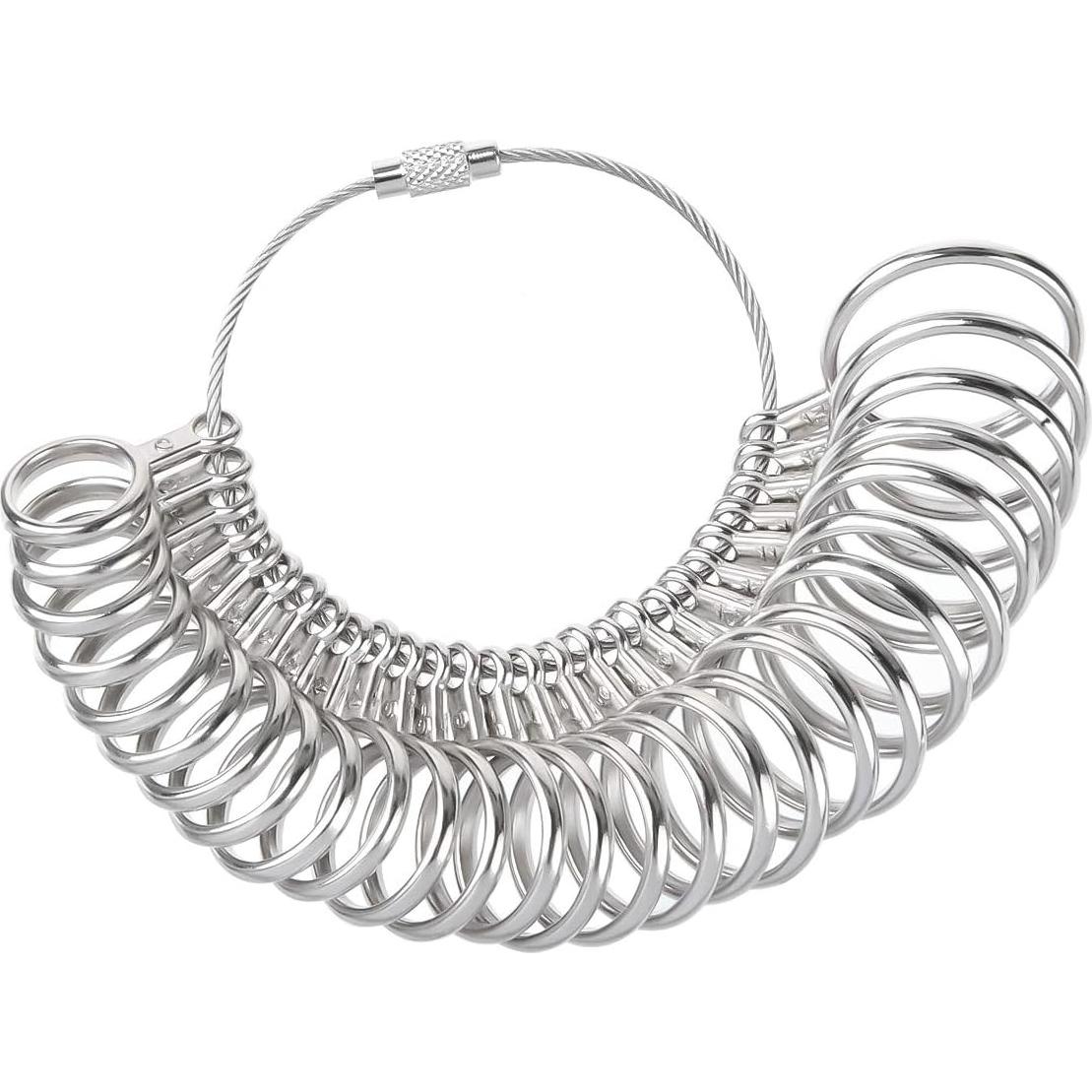 Medidor de Talla de Anillos de Acero Inoxidable TENINYU 27 Piezas