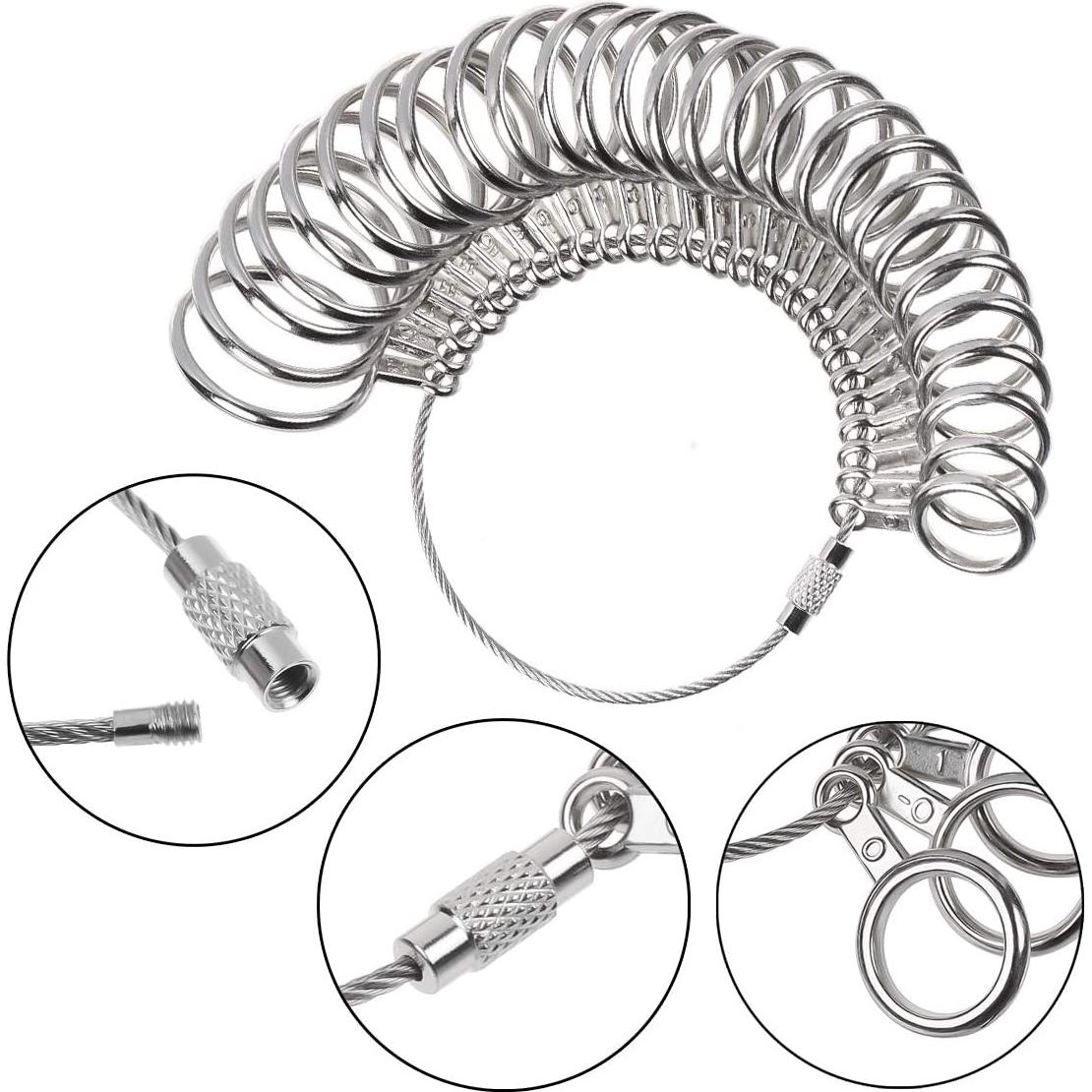 Medidor de Talla de Anillos de Acero Inoxidable TENINYU 27 Piezas