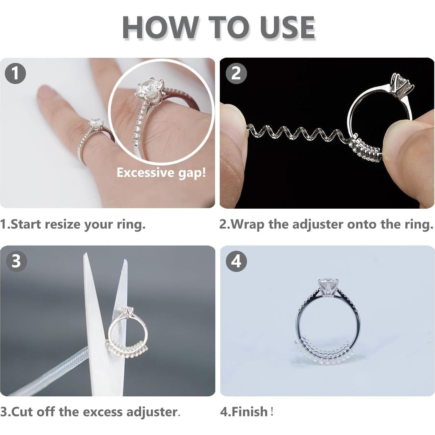 Ajustadores de Tamaño de Anillo Transparentes LNAUJS - 12 Piezas