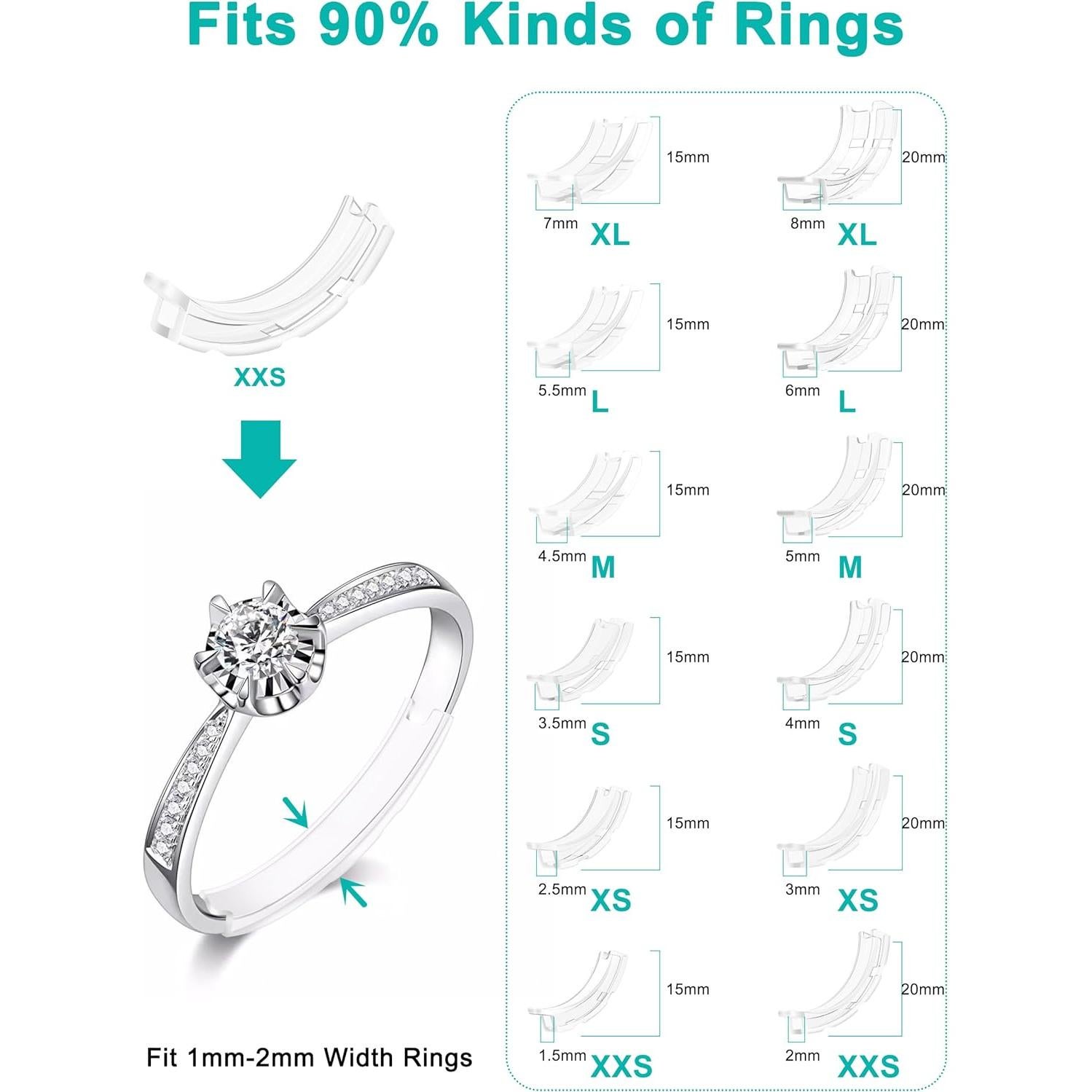 Ajustador Invisible de Talla de Anillo TUZAMA - 12 Piezas