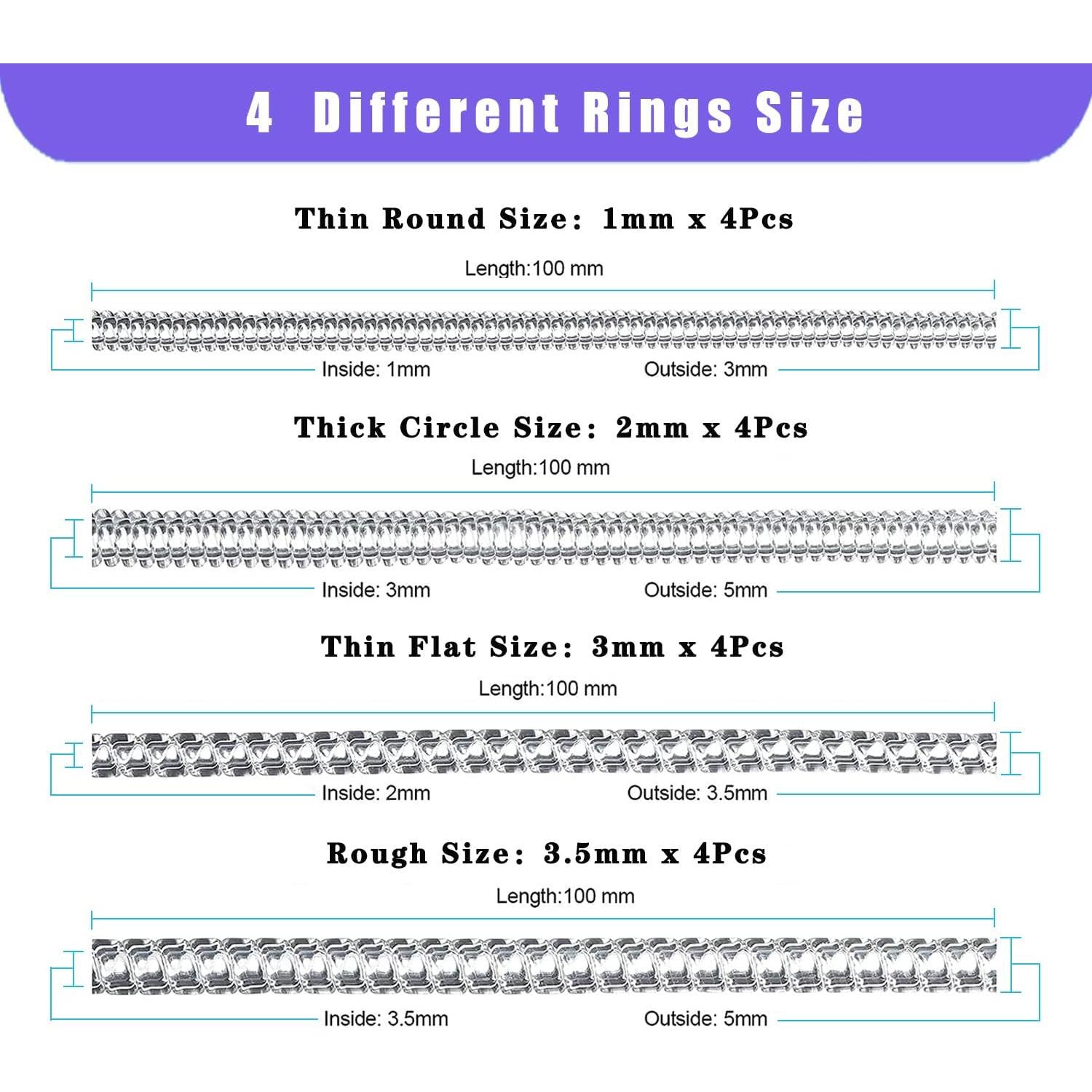 Ajustador de Tamaño de Anillo JRONGHE - 16 Piezas, Silicona Transparente