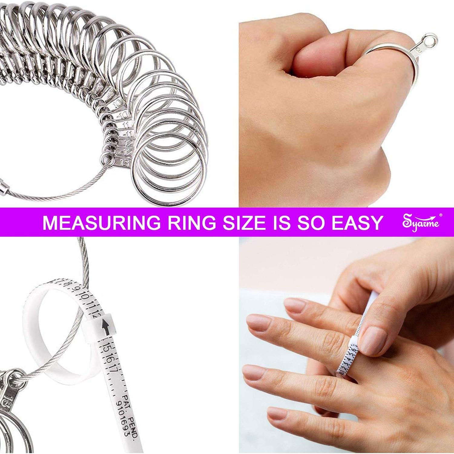 Medidor de Talla de Anillo Syarme 31 Pcs US 0-15 con Caja