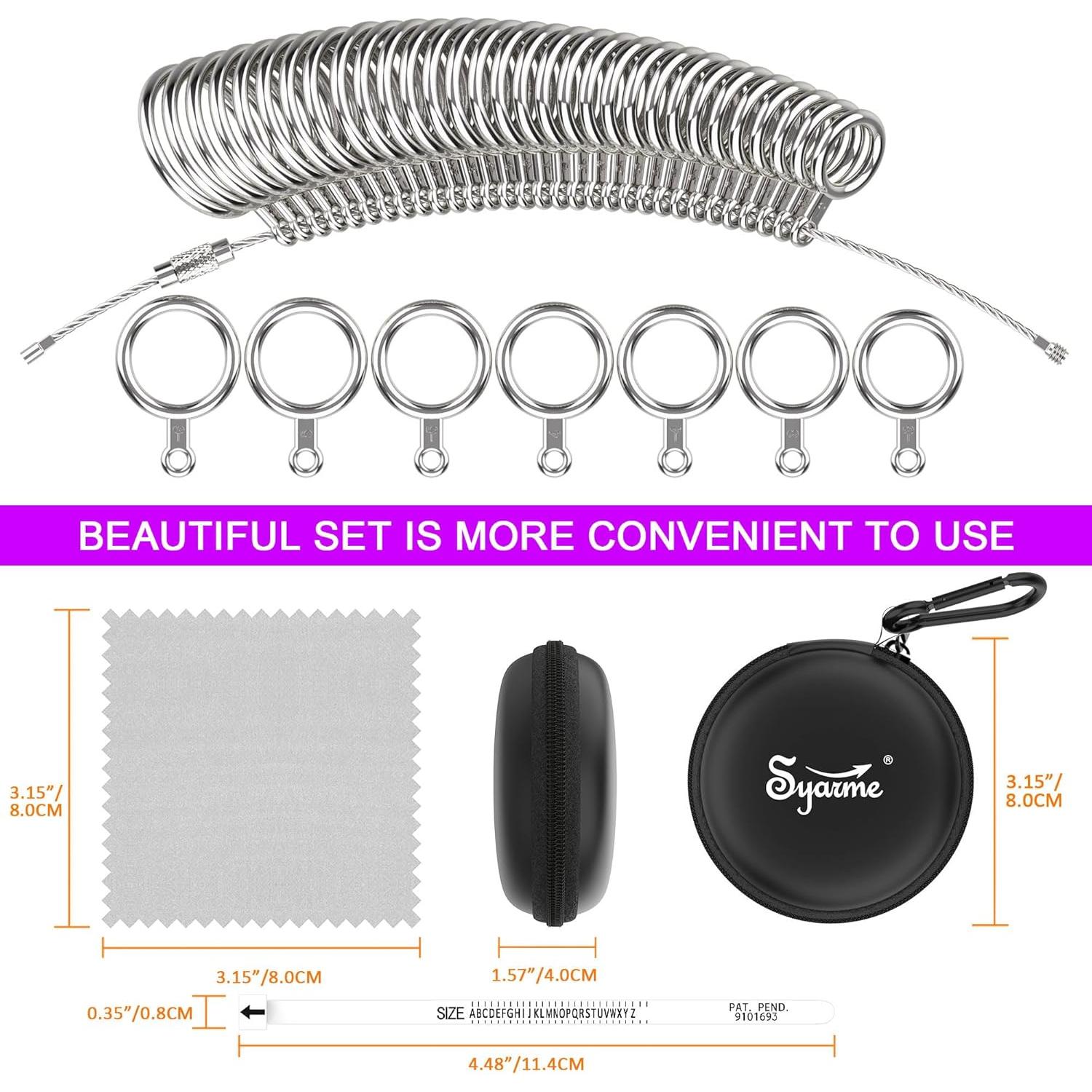 Medidor de Talla de Anillo Syarme 31 Pcs US 0-15 con Caja