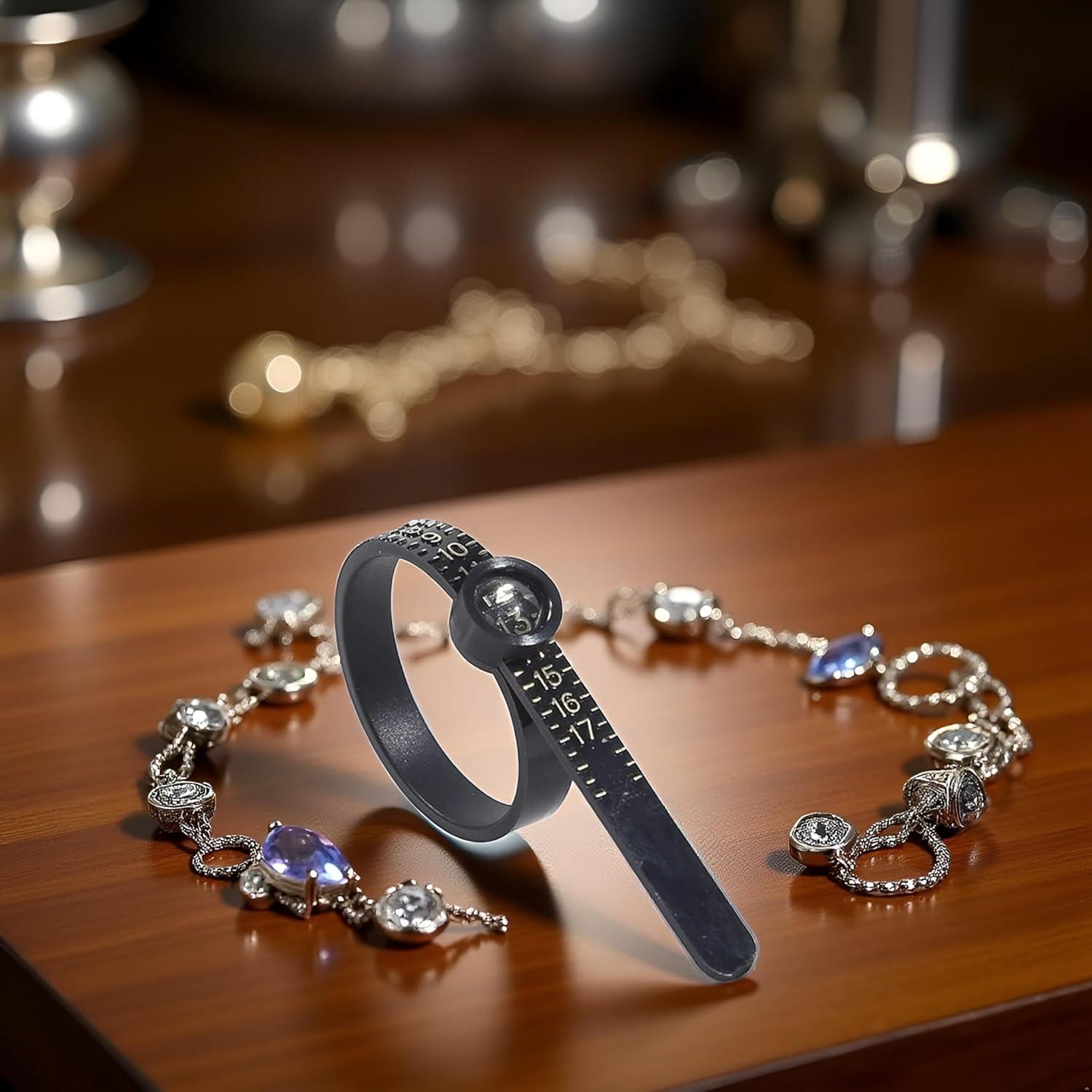 Medidor de Anillos Reutilizable Enyolidimk 1-17 con Lupa