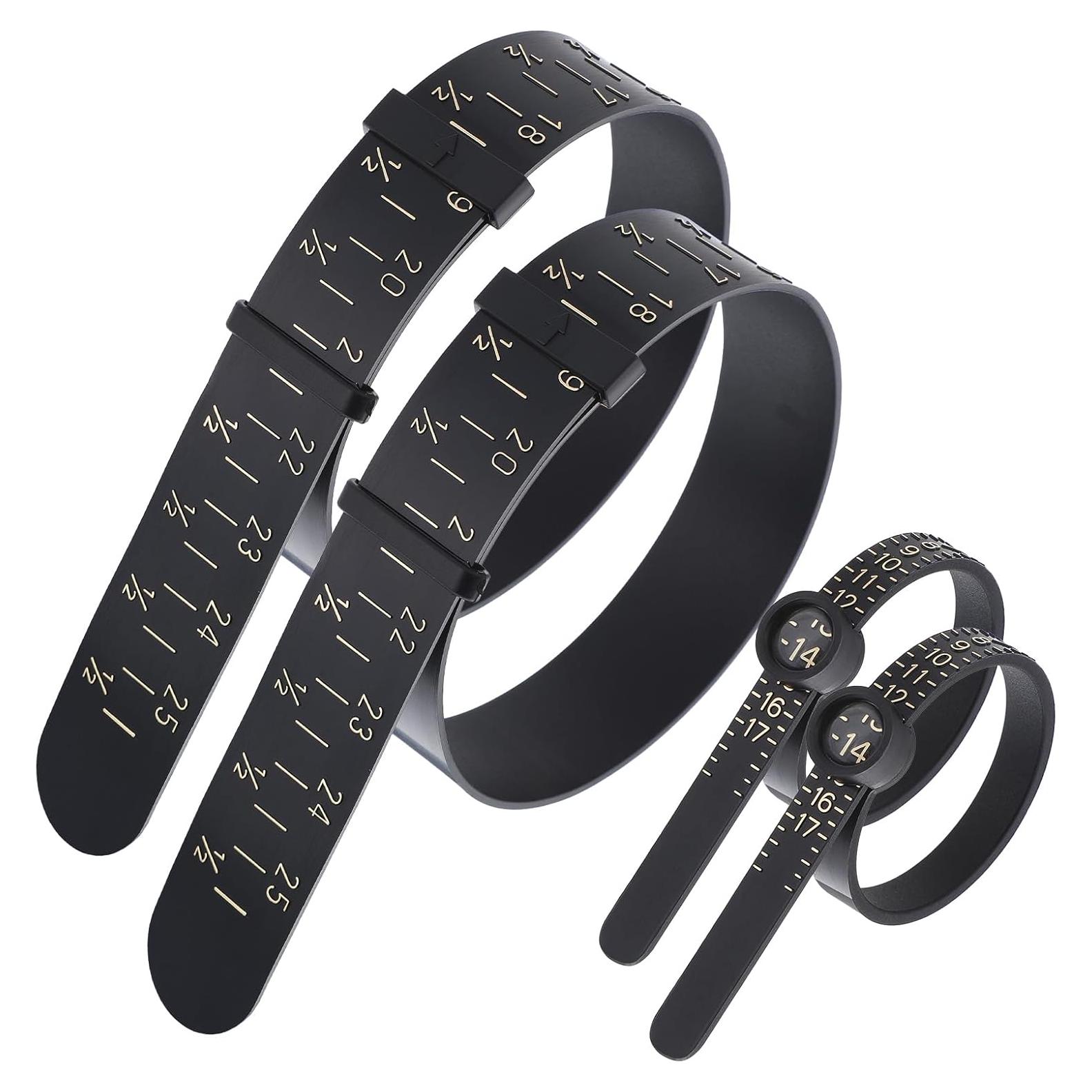 Medidor de Anillo y Pulsera Ptwola 4 Pcs Universal Negro