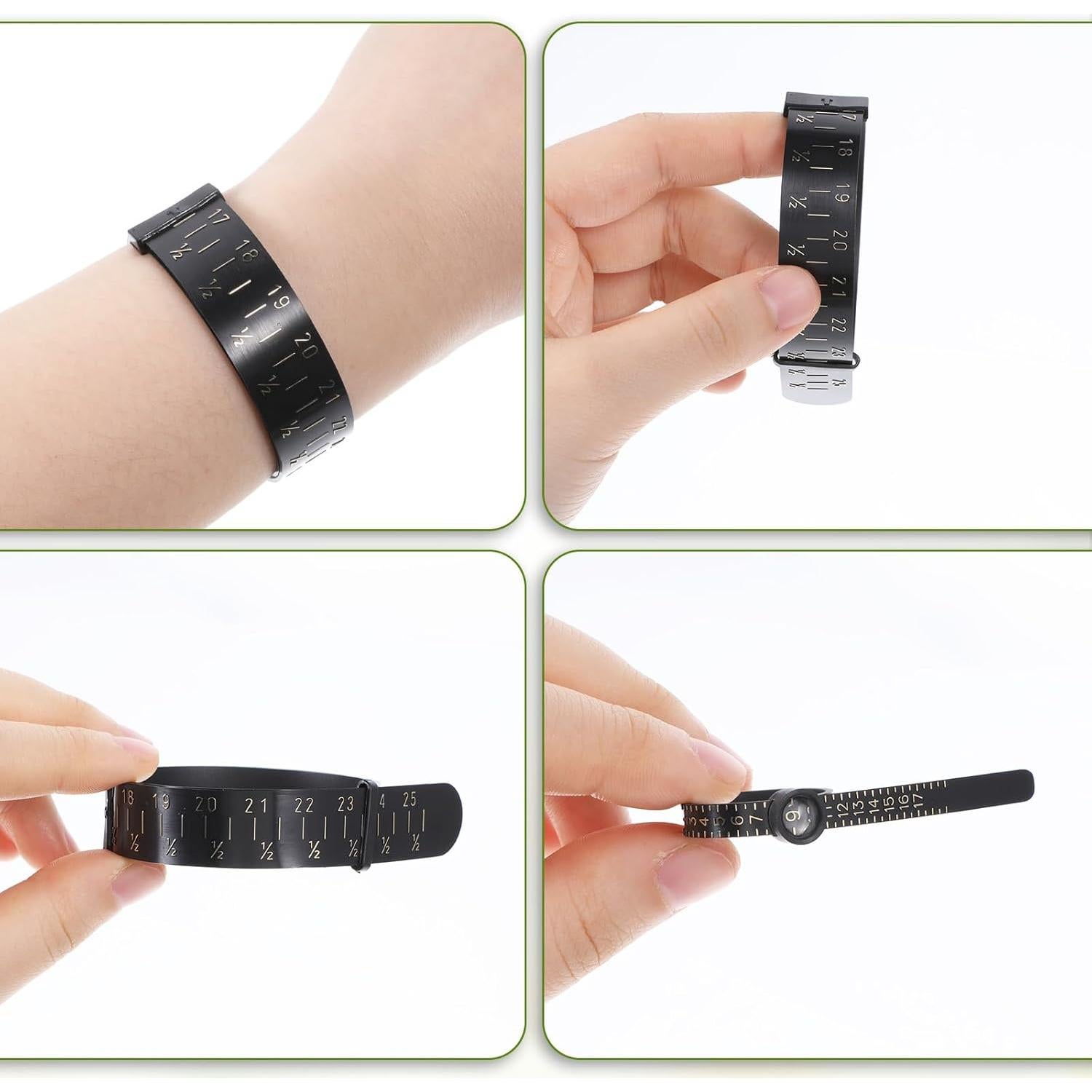 Medidor de Anillo y Pulsera Ptwola 4 Pcs Universal Negro