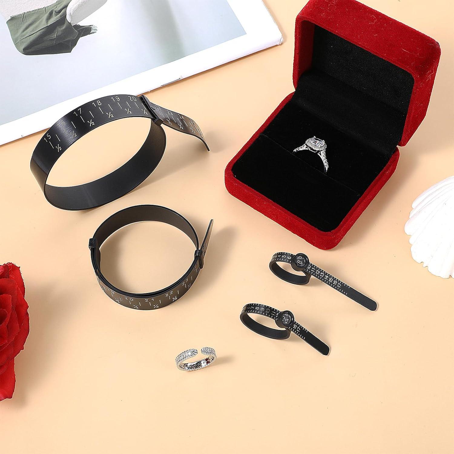 Medidor de Anillo y Pulsera Ptwola 4 Pcs Universal Negro