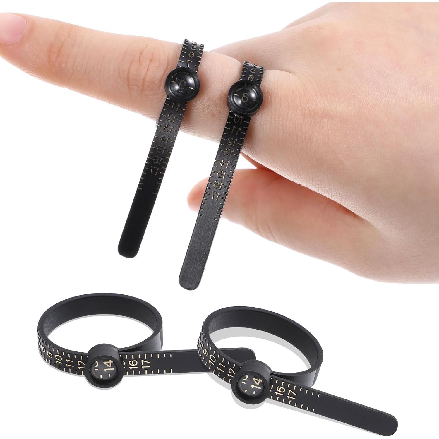 Medidor de Anillo y Pulsera Ptwola 4 Pcs Universal Negro