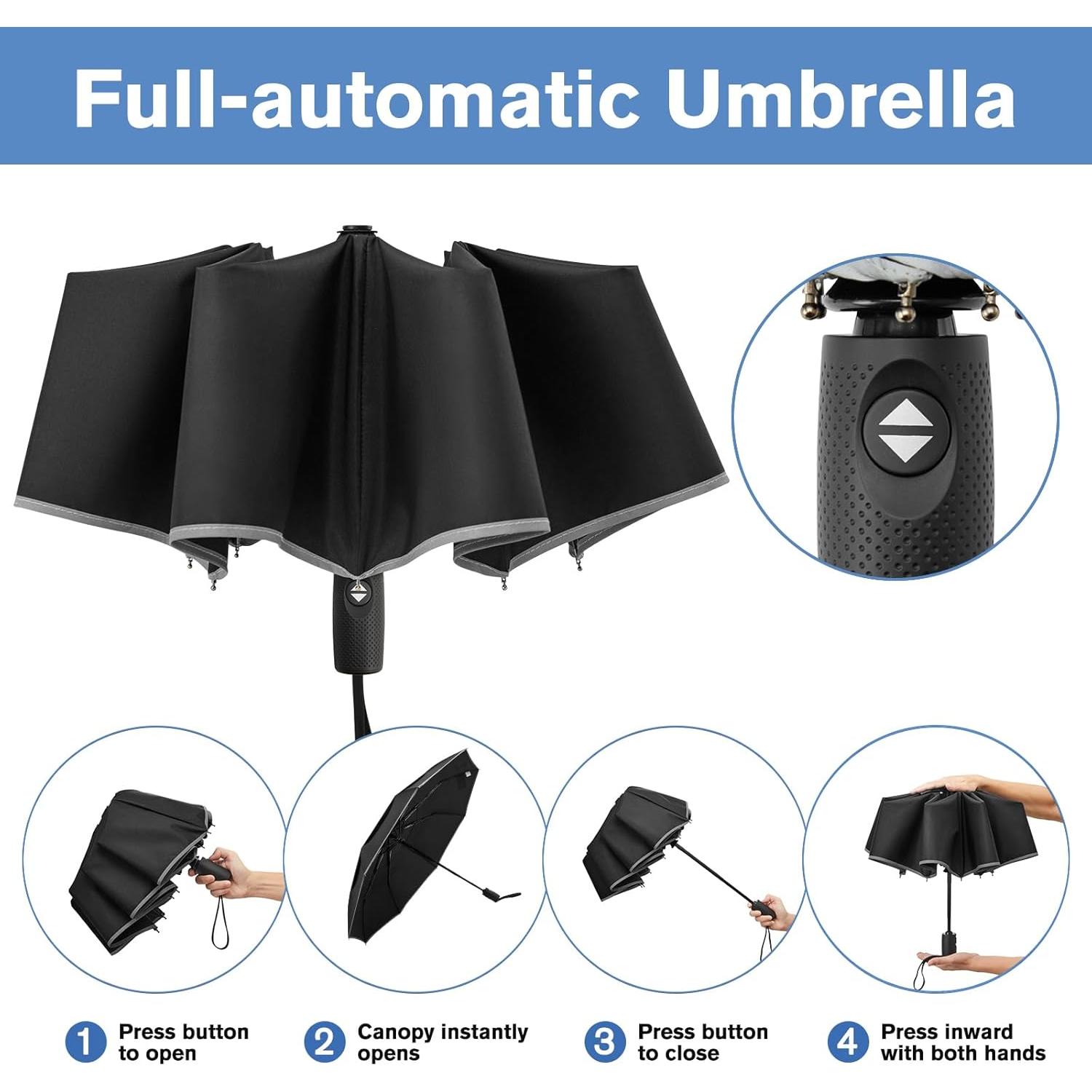 G4Free Paraguas Ecológico Plegable Automático 106 cm Negro