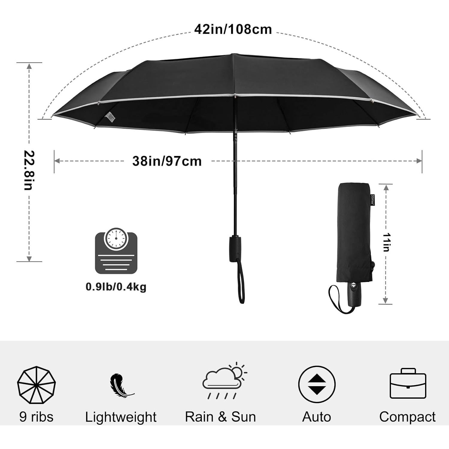G4Free Paraguas Ecológico Plegable Automático 106 cm Negro