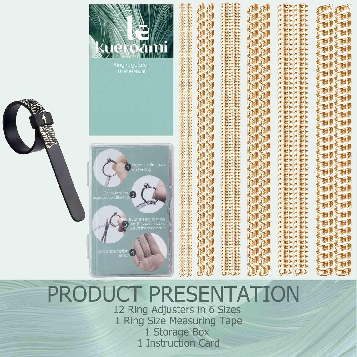 Ajustador de Tamaño de Anillo Kueroami - 12 Piezas Dorado