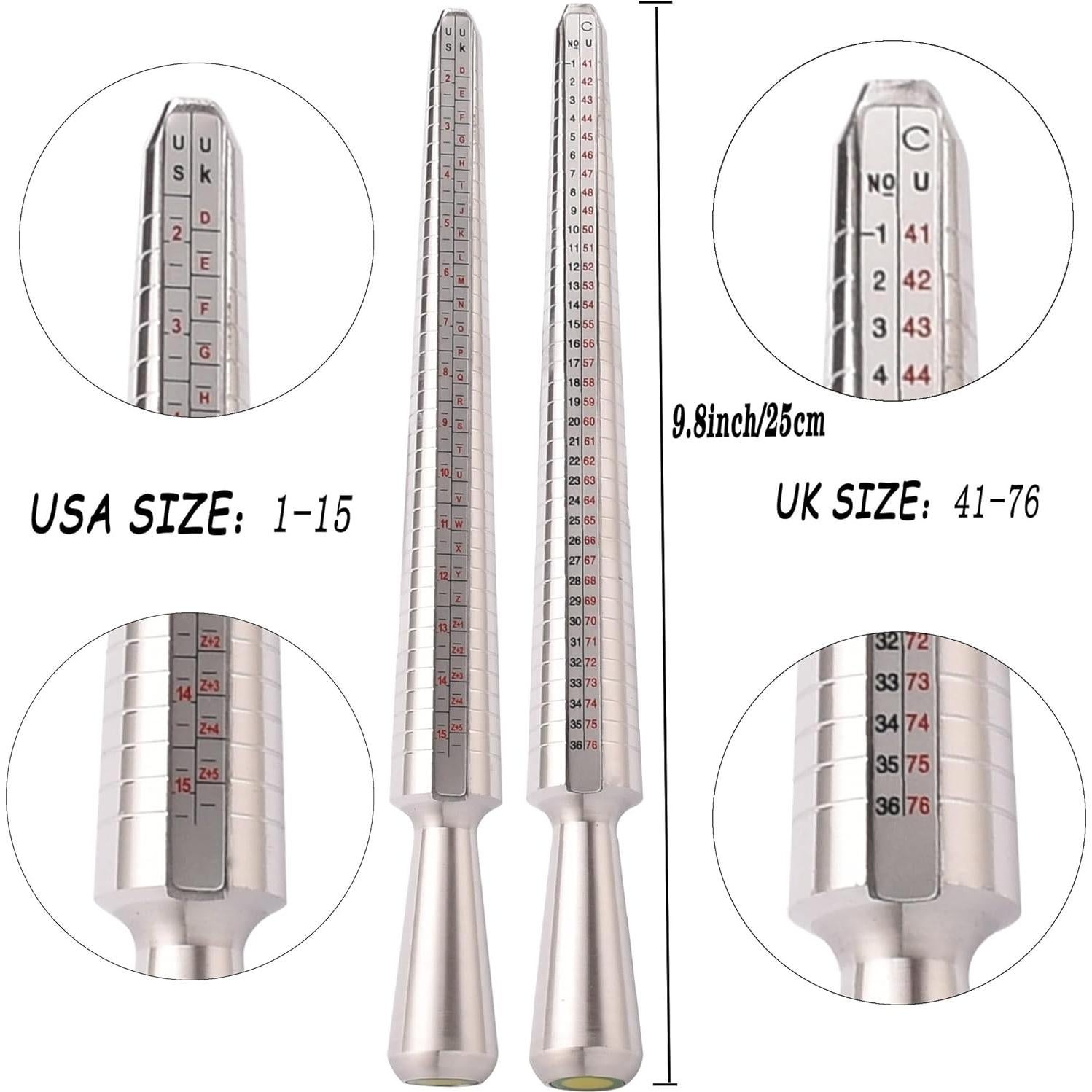 Juego de Medición de Tamaño de Anillo Awxevcik - Aluminio y Acero