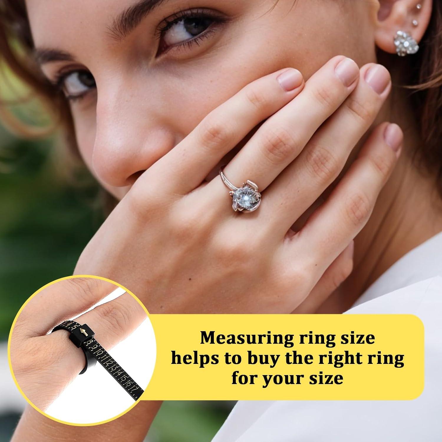 2Pcs Ring and Bracelet Sizer Measuring Tool Reusable for Accurate Jewelry Measurement, Ring Sizer Perfect for Fingers and Bangles, Ring Sizer Measuring Tool Easy-to-Use Sizing Gauge for DIY (Black)