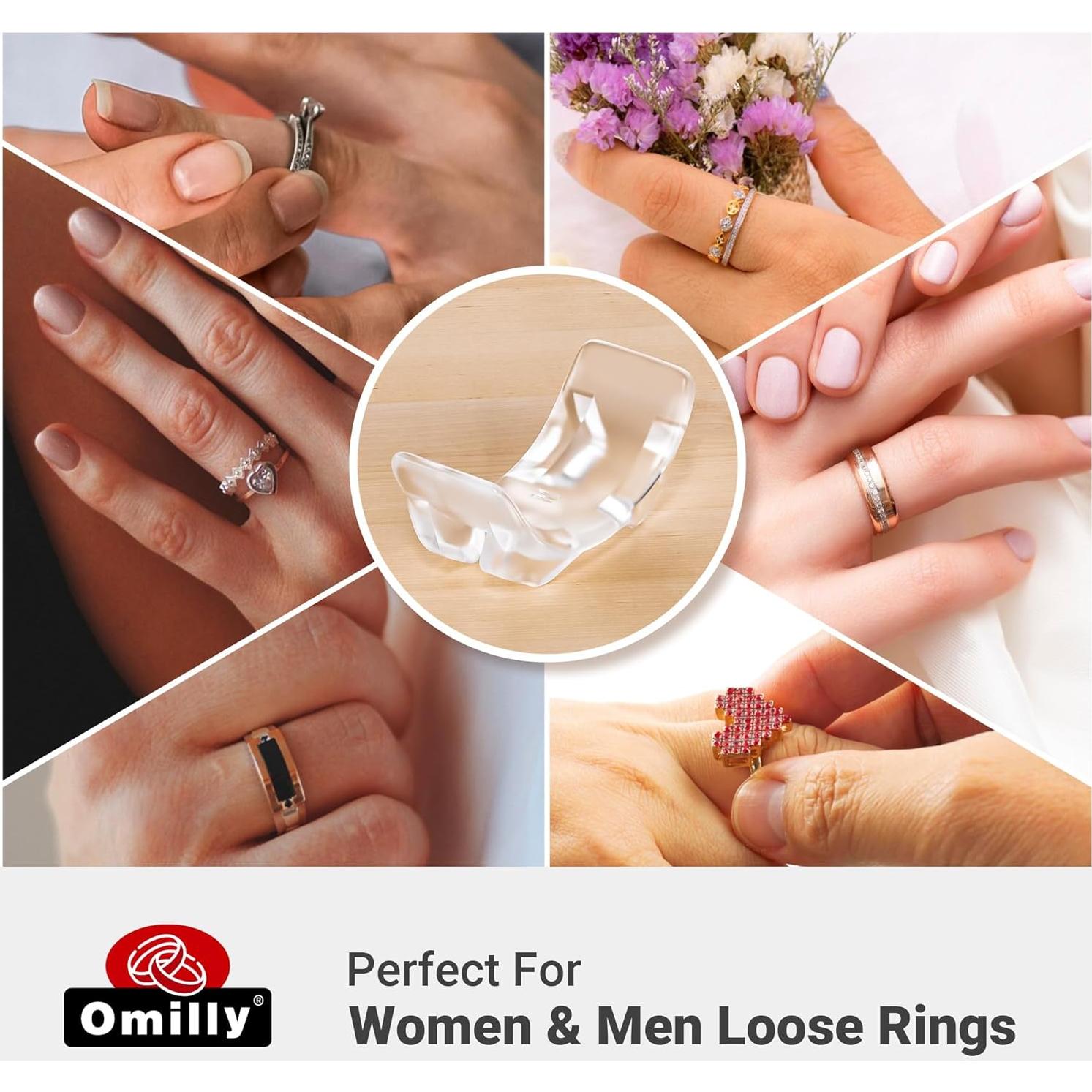 Omilly 8 SizesSilicone Ring Sizer Adjuster for Loose Rings – Invisible Ring Guards & Spacers for Women & Men – Fits Different Band Widths