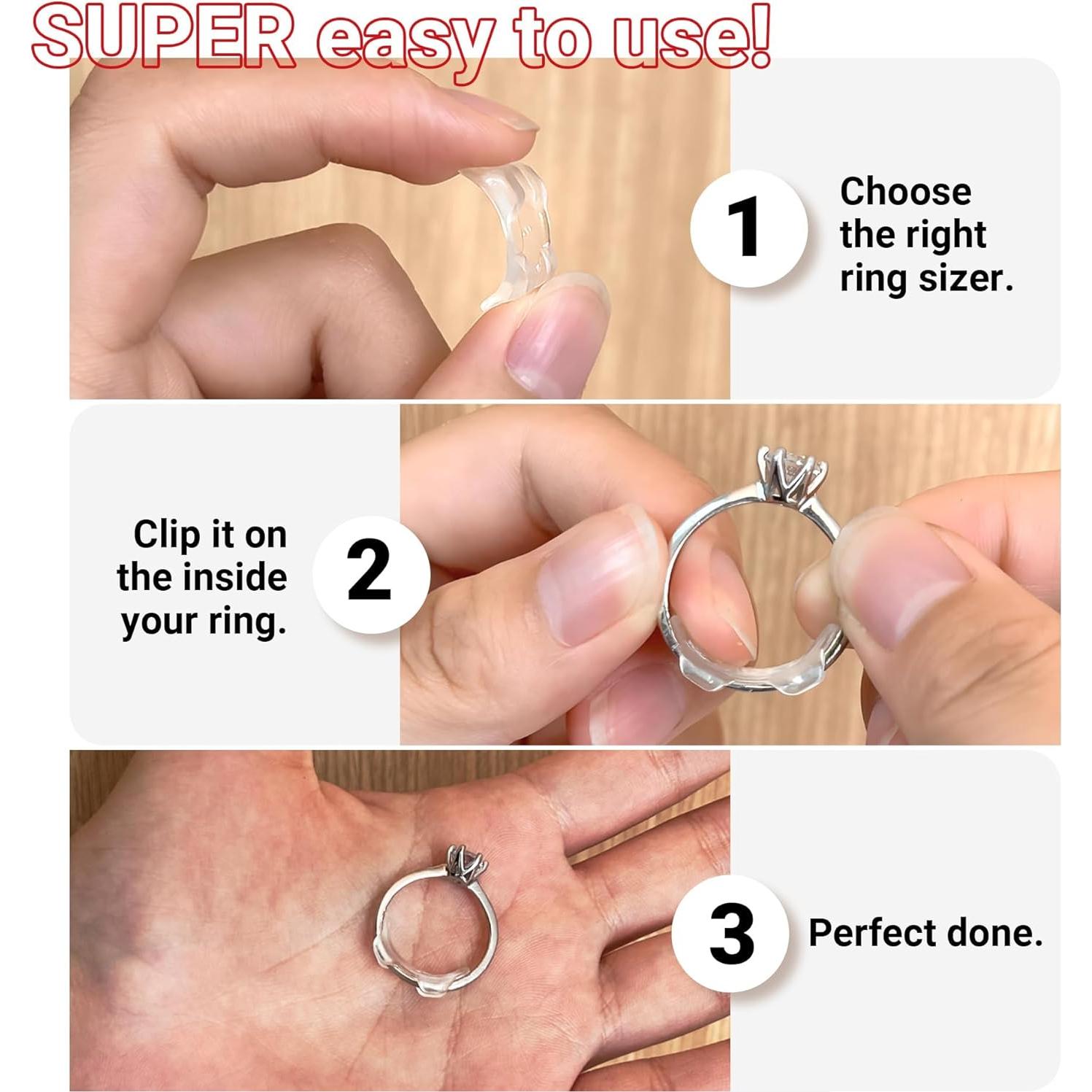 Omilly 8 SizesSilicone Ring Sizer Adjuster for Loose Rings – Invisible Ring Guards & Spacers for Women & Men – Fits Different Band Widths