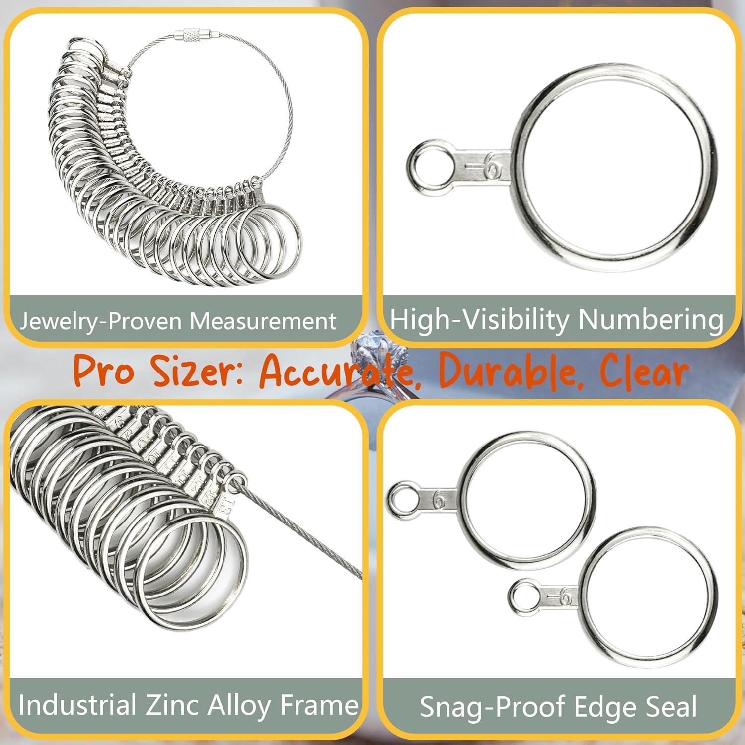 Kit Medidor de Talla de Anillo 3-en-1 Gmleey 0-17 con Lupa