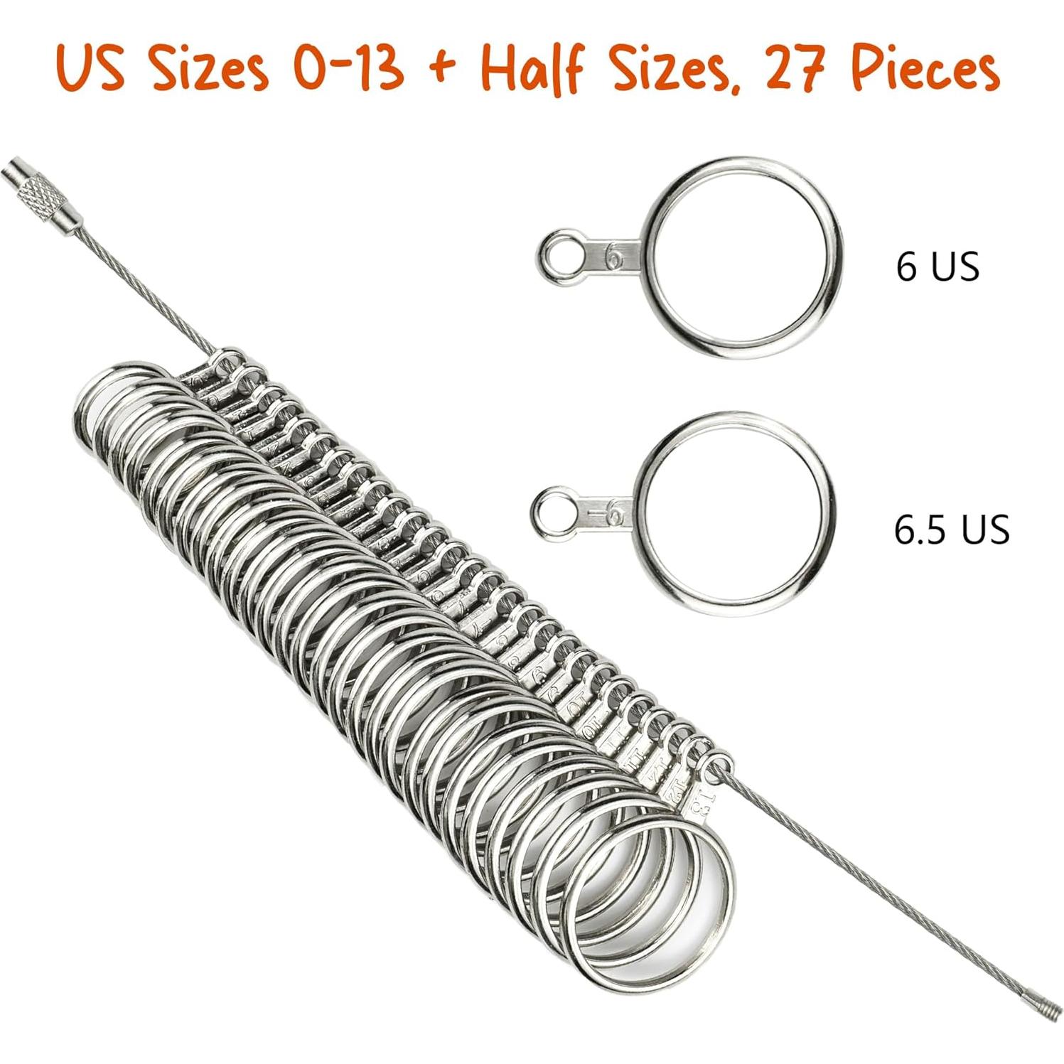 Kit Medidor de Talla de Anillo 3-en-1 Gmleey 0-17 con Lupa