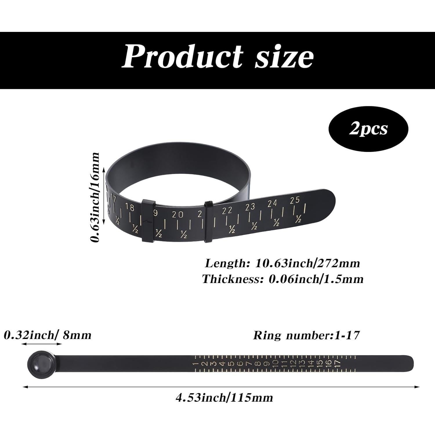 Herramienta de Medición de Anillos y Pulseras FdcLixuvol 2PCS Negra