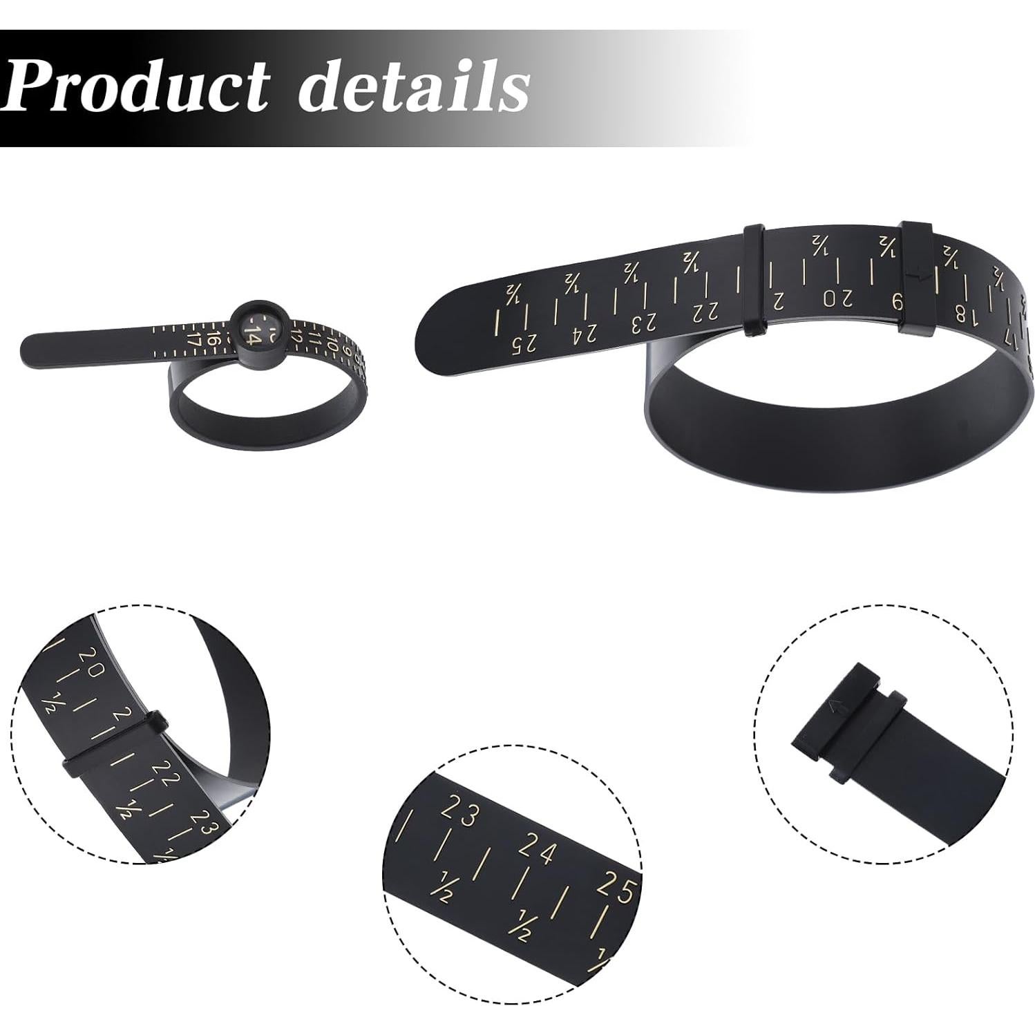 Herramienta de Medición de Anillos y Pulseras FdcLixuvol 2PCS Negra