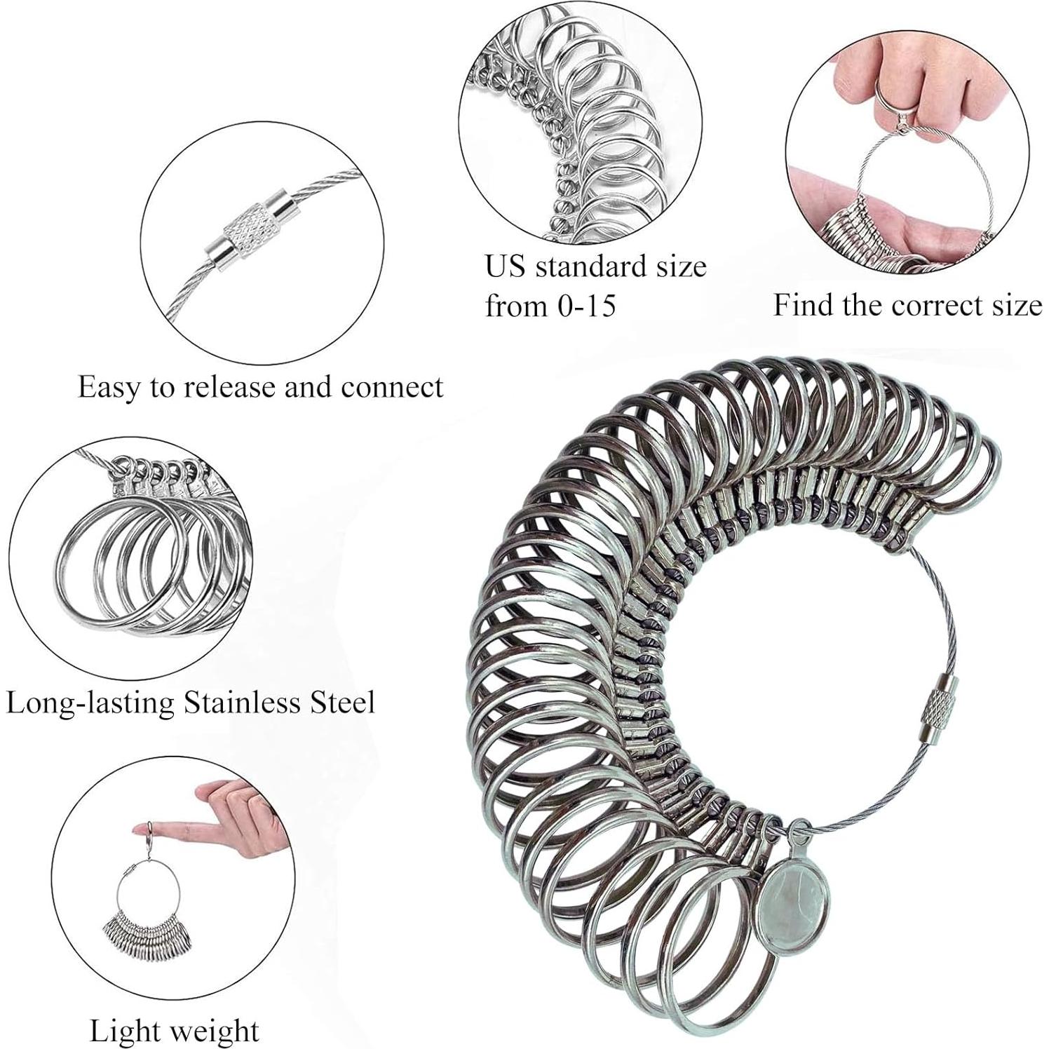 Kit Medidor de Anillos Tigbrother - Mandril Acero 0-15 y Cinta