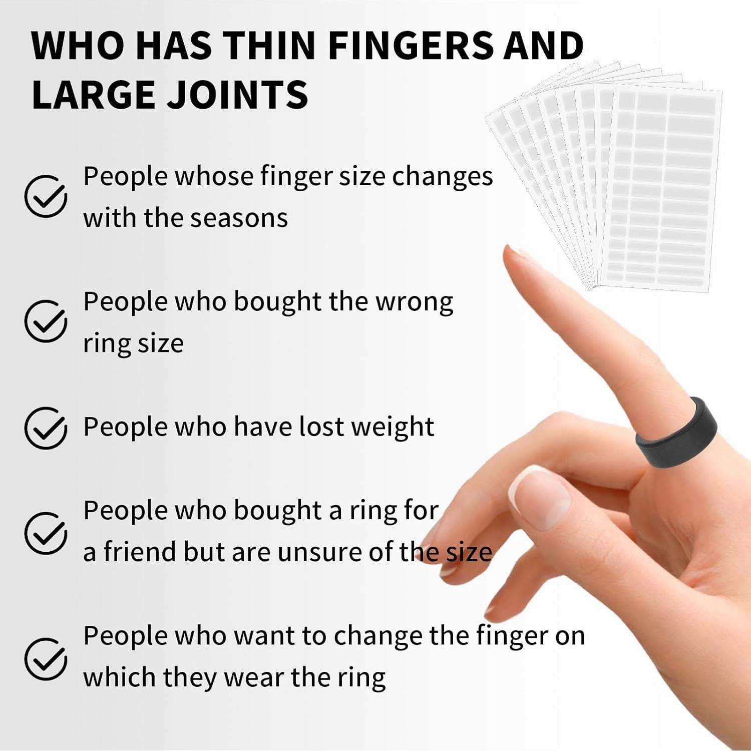 8 Hojas Ajustadores de Tamaño de Anillo Silicona Transparente