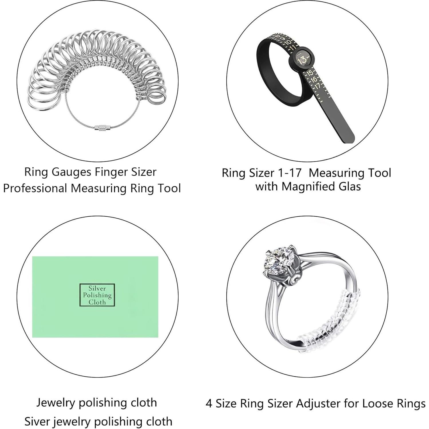 Juego de Medición de Tamaño de Anillo TUNQISM 7 Piezas