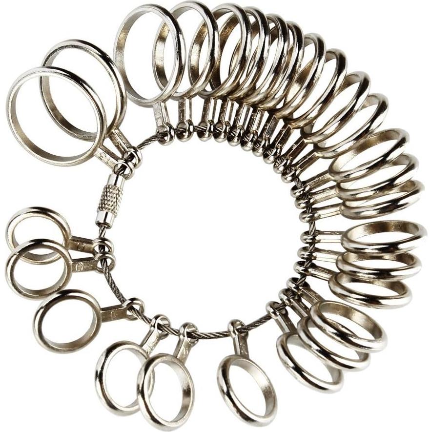 MOJUN Anillo Medidor de Dedo y Mandril 27 Piezas Plata