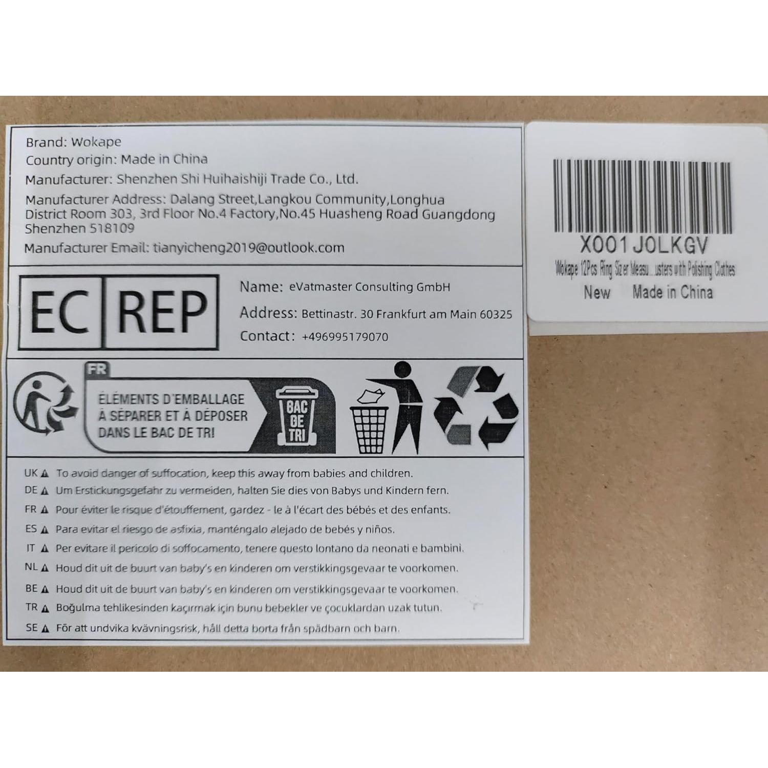 Kit de Herramientas de Medición de Tamaño de Anillo Wokape 12 Piezas