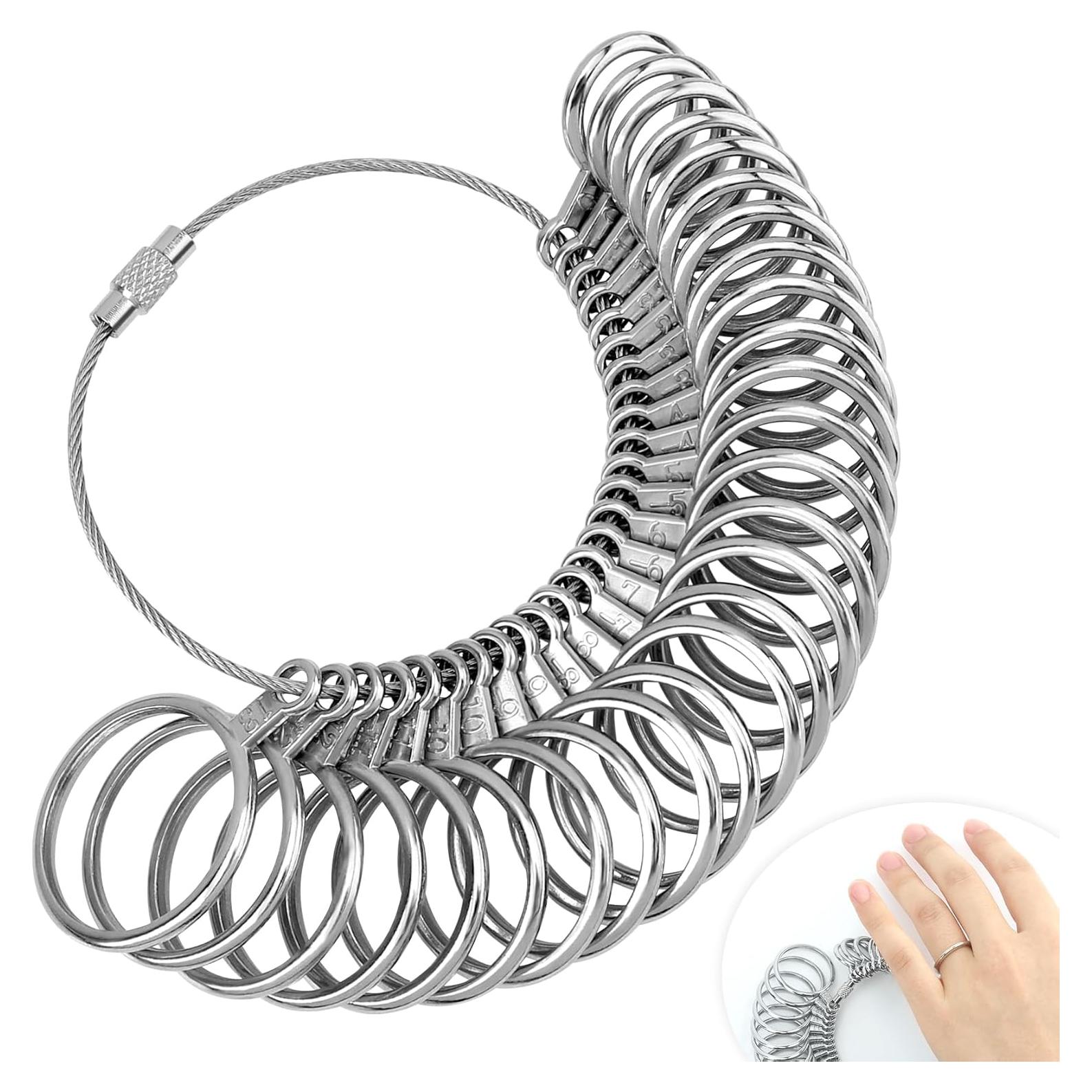 Medidor de Talla de Anillo XoGiyu 27 Piezas Acero Inoxidable