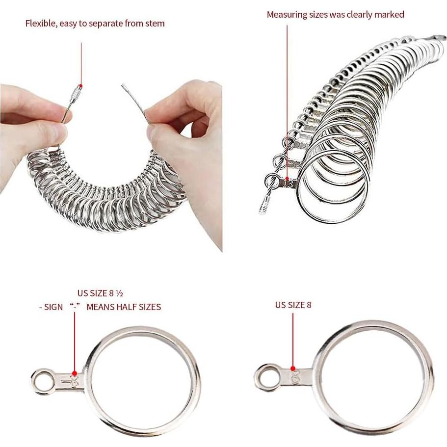 Medidor de Talla de Anillo XoGiyu 27 Piezas Acero Inoxidable