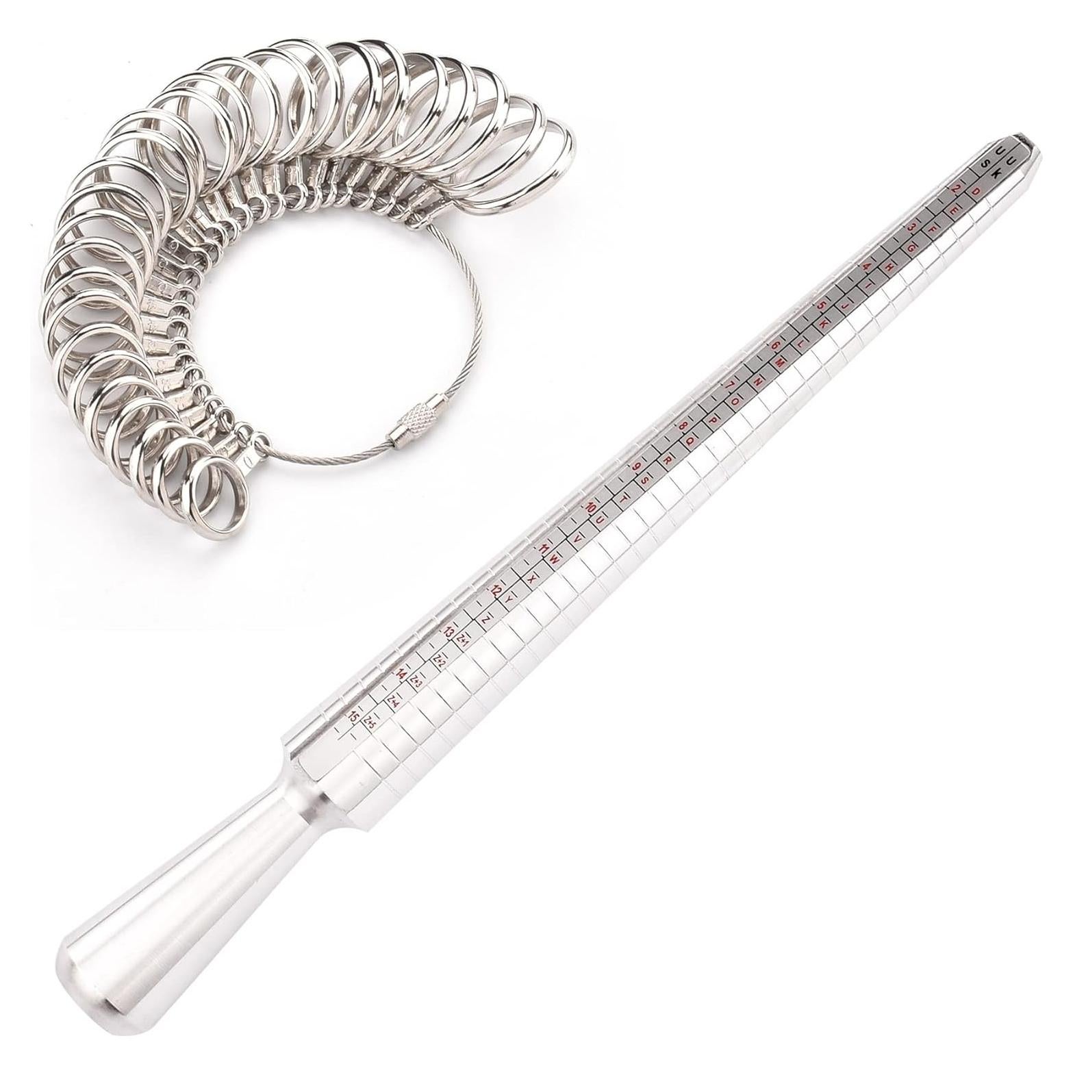 Medidor de Talla de Anillo HEXJOZEI - 27 Piezas de Metal