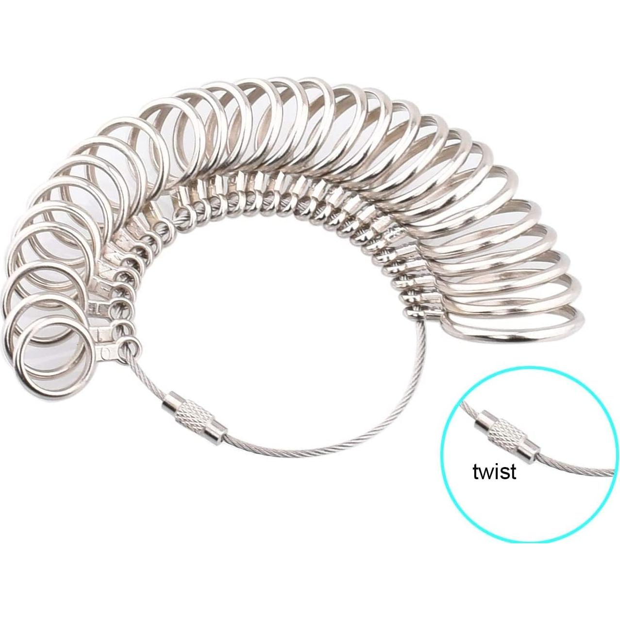 Medidor de Talla de Anillo HEXJOZEI - 27 Piezas de Metal