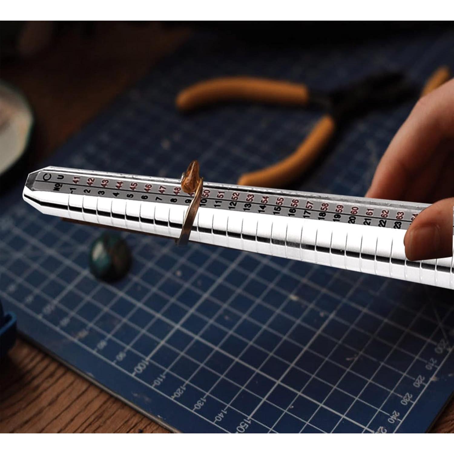 Medidor de Talla de Anillo HEXJOZEI - 27 Piezas de Metal